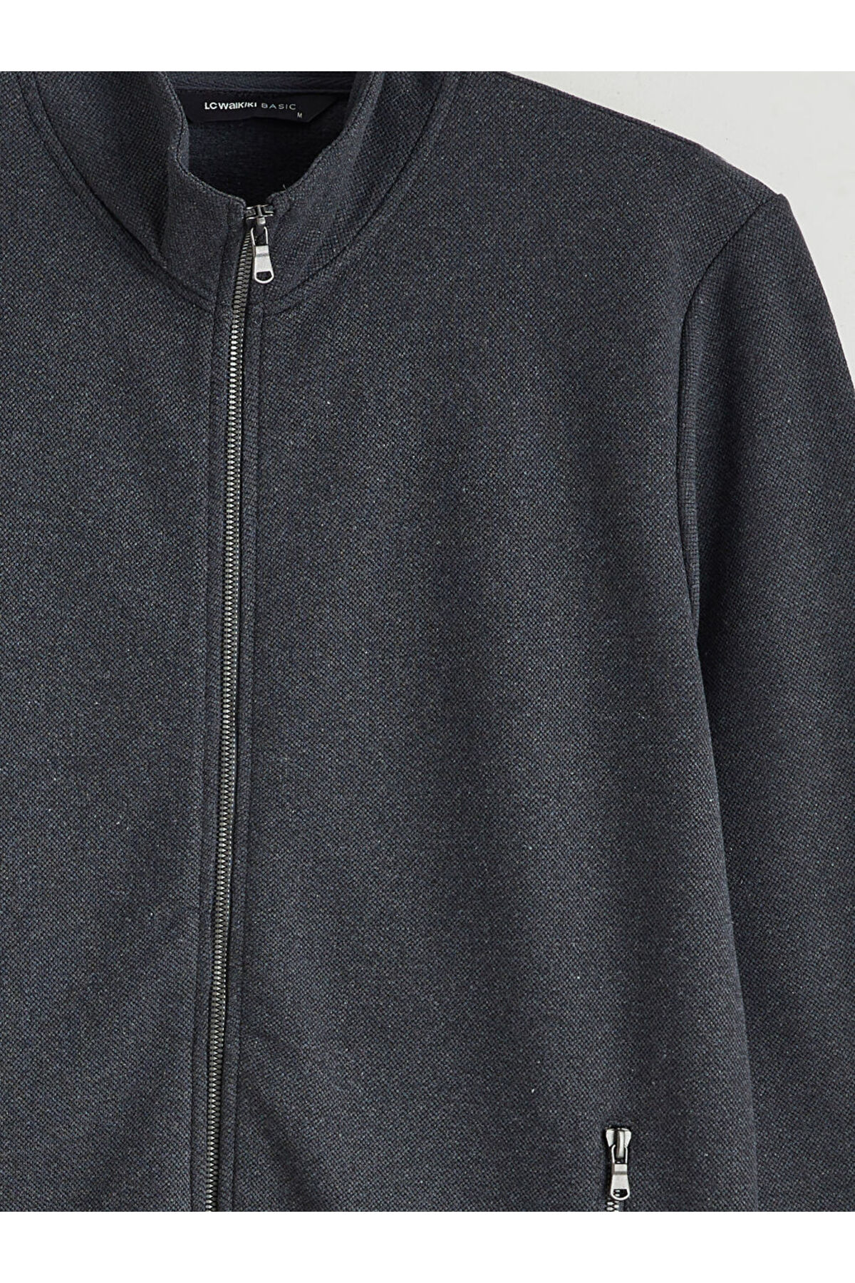 LC Waikiki  Antrasit Standart Kalıp Dik Yaka Erkek Fermuarlı Sweatshirt - Görsel 6