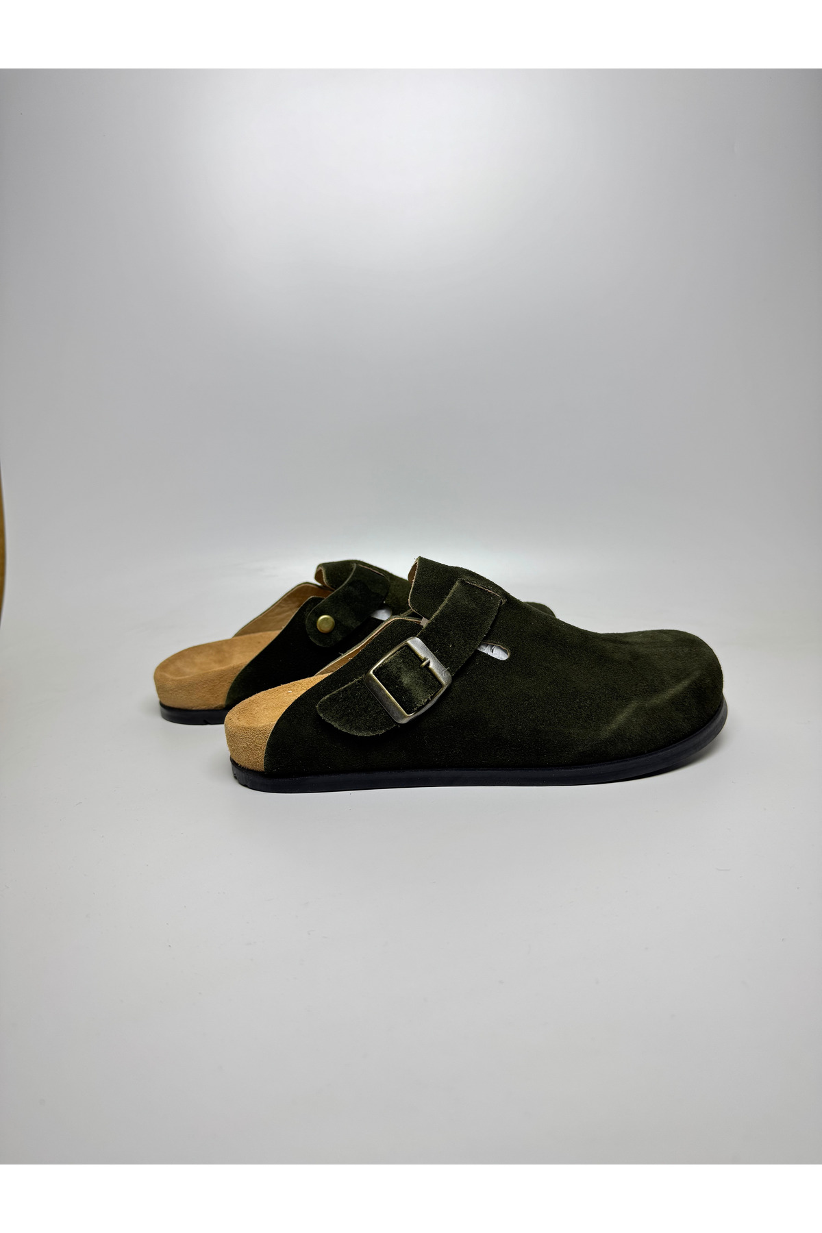 Fungus-based orthopedic closed front Boston BIRKENS sabo slippers genuine leather full anatomical khaki