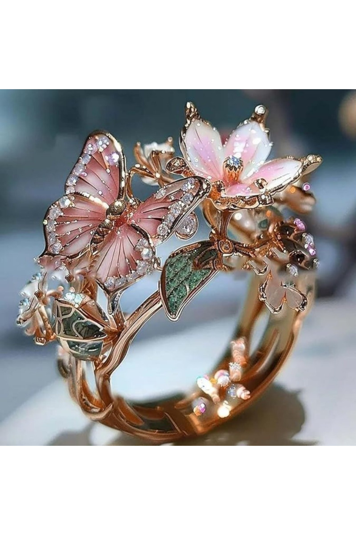 Choice ZF1175-3 Aesthetic Flower Butterfly Rings for Female