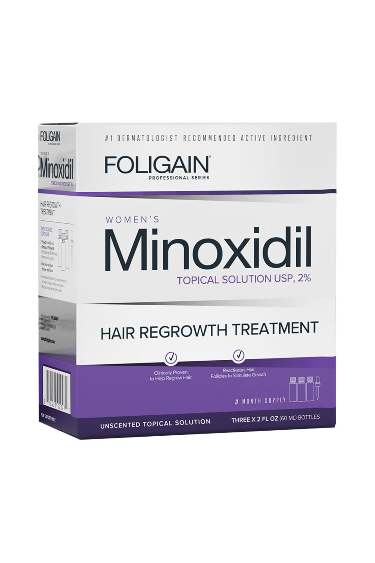 FOLIGAIN Roztok pro růst vlasů, Foligain, Minoxidil 2%, pipeta součástí balen...