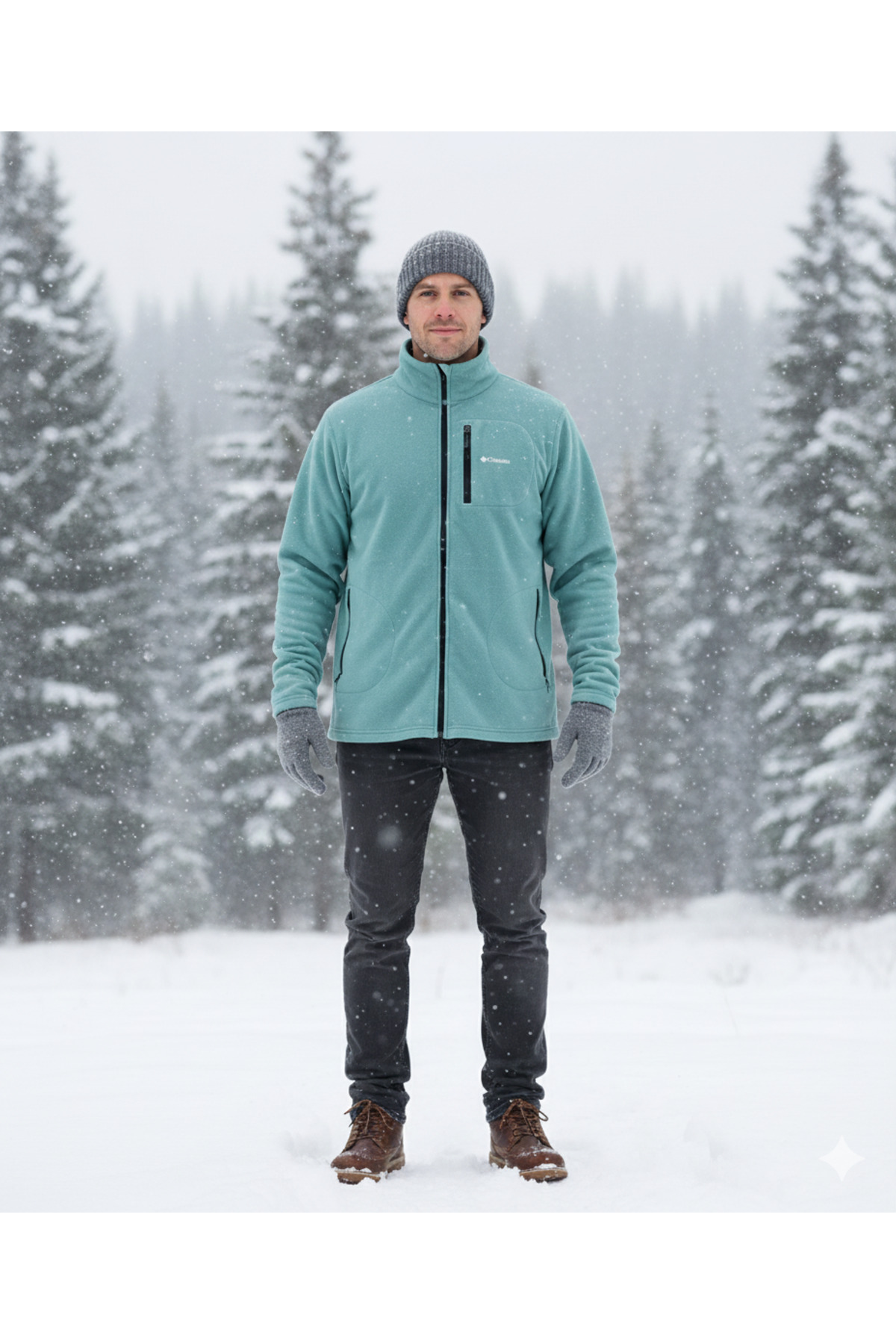 Lila Polar boydan fermuarlı cepli outdoor ceket görsel 2