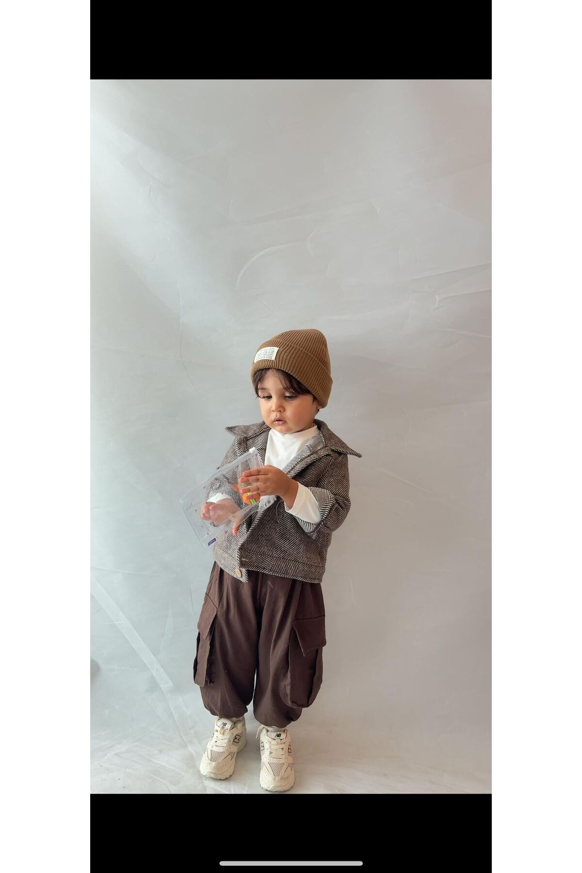 bohemiankids baby wear kargo pantolon kahverengi ceket takım fotoğrafı 3 (önizleme)