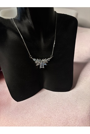 Glamour Ucu taşlı Silver çelik kolye