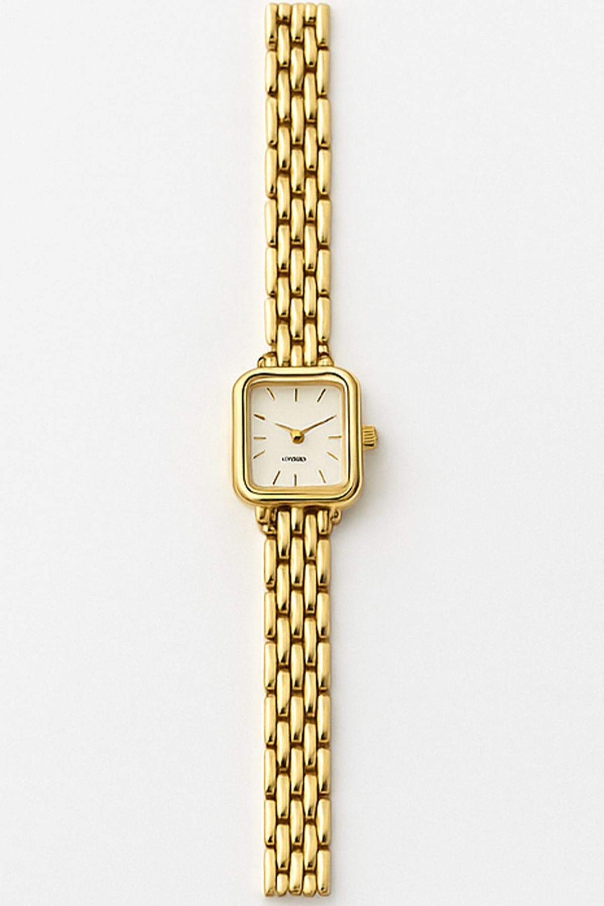 Women's Gold Rectangle Wrist Watch with White Dial
