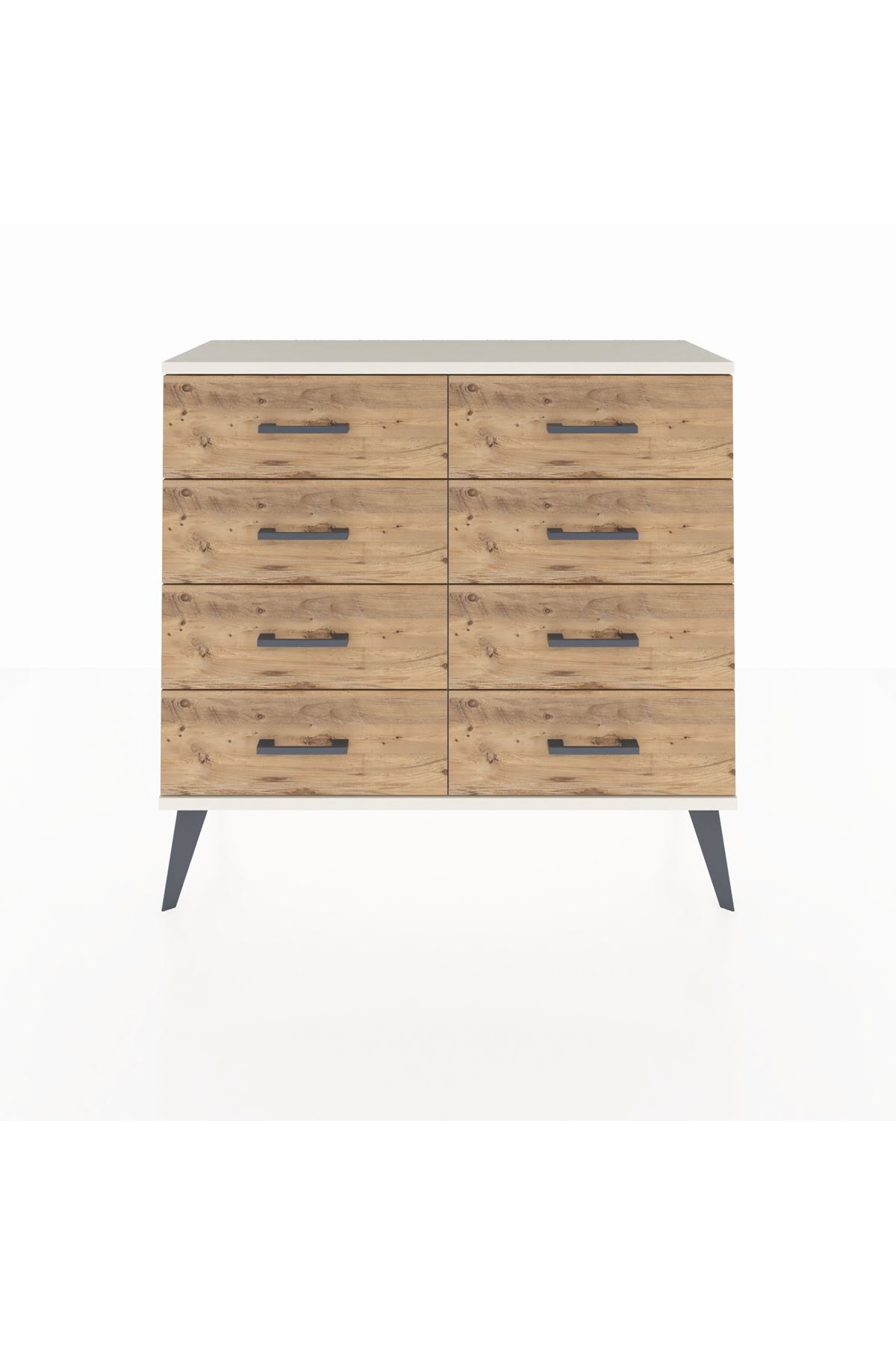 Arges Dresser with 8 Drawers 88x30x80 Moonstone-Moonstone/Pine