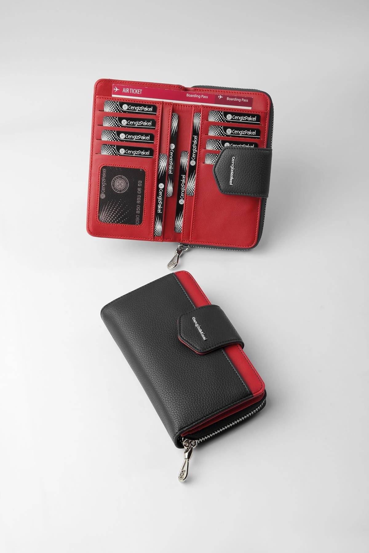 Cengiz Pakel  Nova Orta Boy Kadın Cüzdan – 65316 - Siyah/Kırmızı