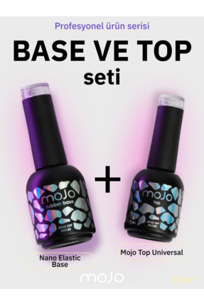 MOJO 2'li Manikür Seti Nano Kauçuk Baz Base Coat ve Kalıcı Oje Parlak Top Coa...