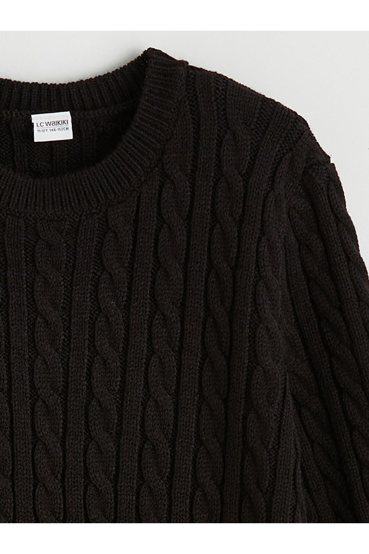 LC Waikiki Siyah Bisiklet Yaka Kız Çocuk Triko Kazak fotoğrafı 2 (önizleme)