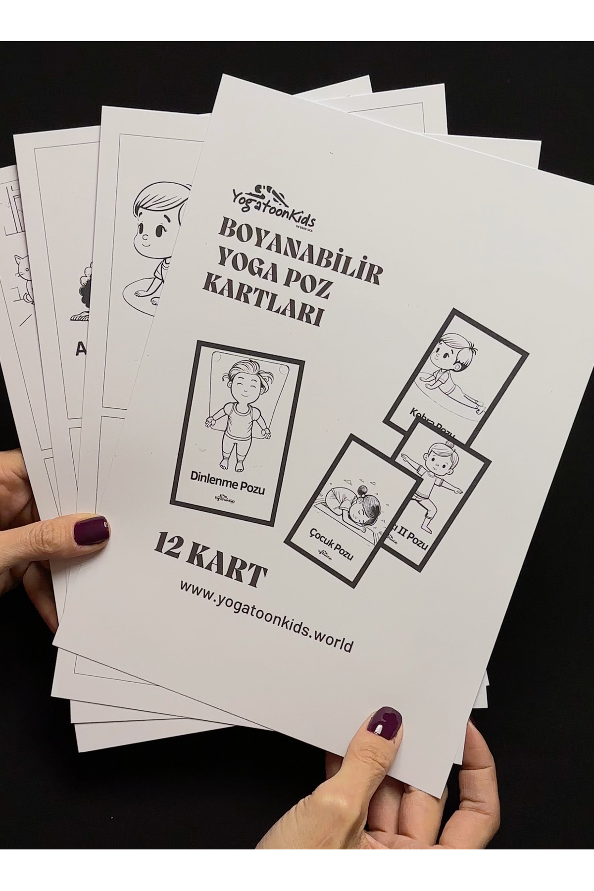 Yogatoon Kids World Boyanabilir Çocuk Yoga Poz Kartları - 12 Poz - A4 Baskı - Kuru Boya Kalemi + Makas Hediyeli fotoğrafı 3 (önizleme)