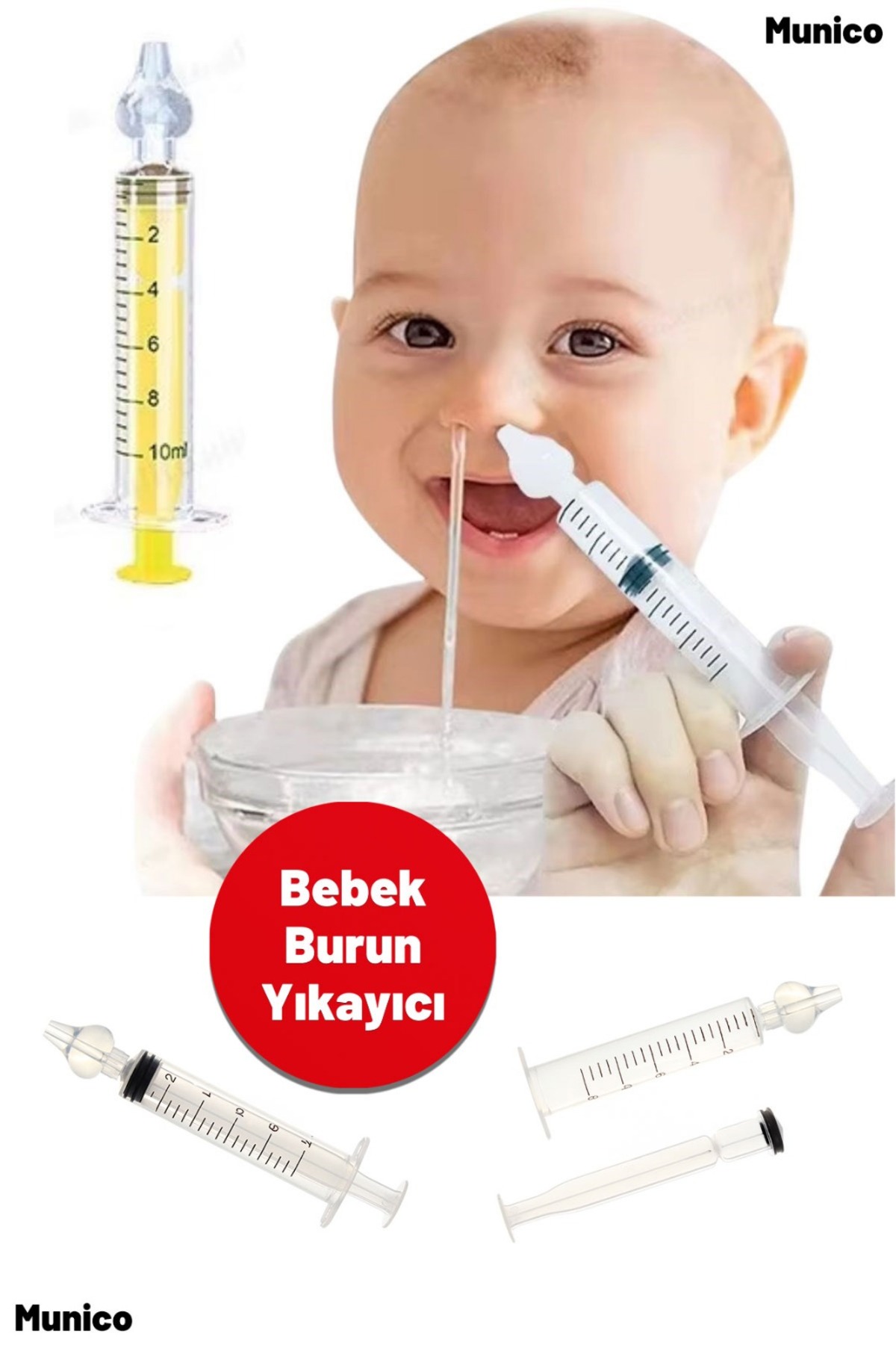 Munico Nazal Temizlik Şırıngası – 10 ml Kapasiteli, Manuel Kontrol, Yeniden Kullanılabilir Burun Açıcı fotoğrafı 3 (önizleme)