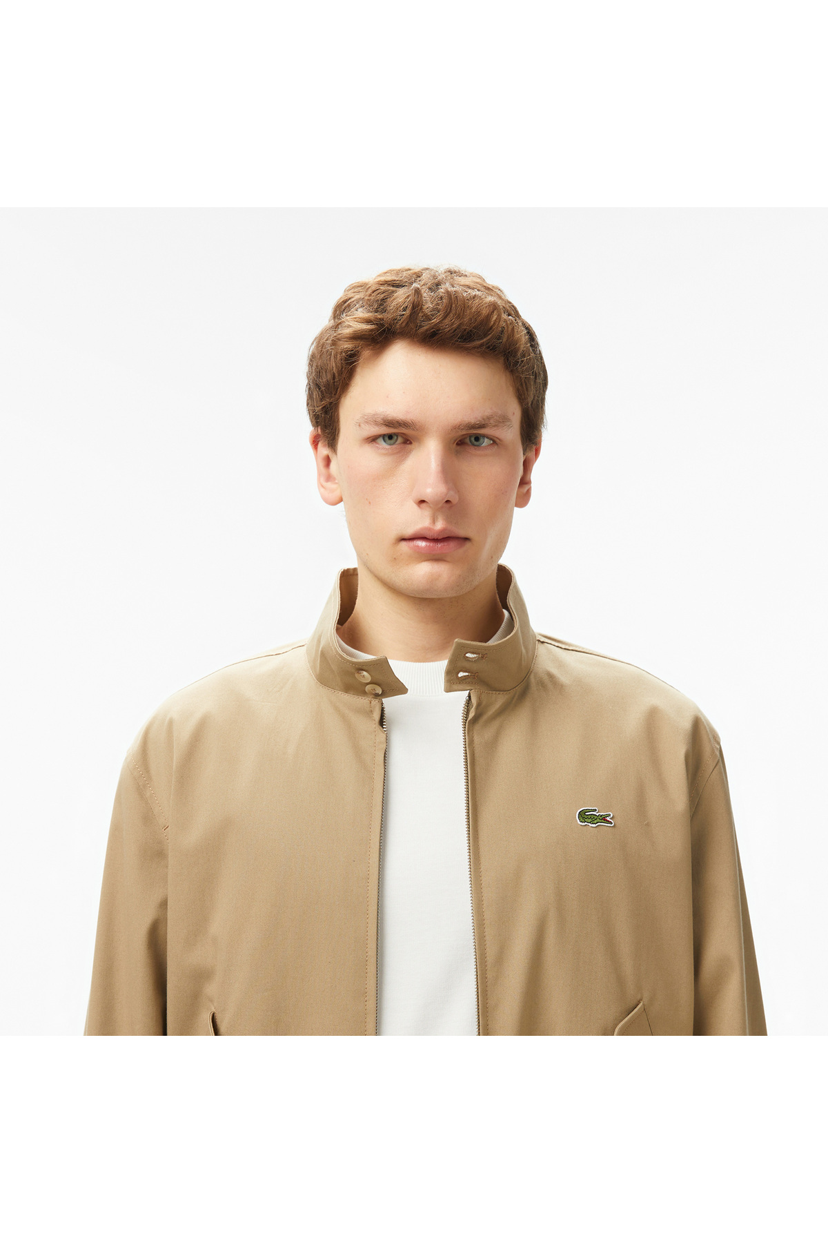 Lacoste Erkek Regular Fit Dik Yaka Bej Yağmurluk görsel 4