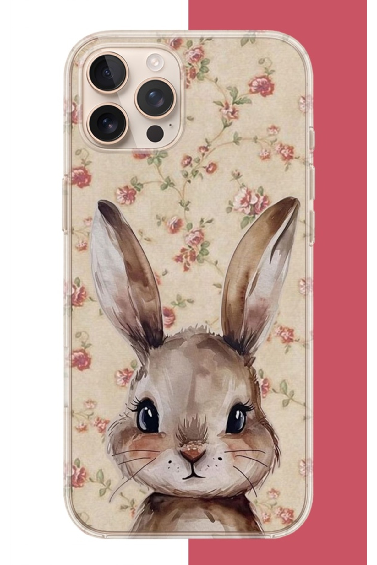 Iphone 16 Pro Compatible Brown Rabbit Patterned Silicone Case