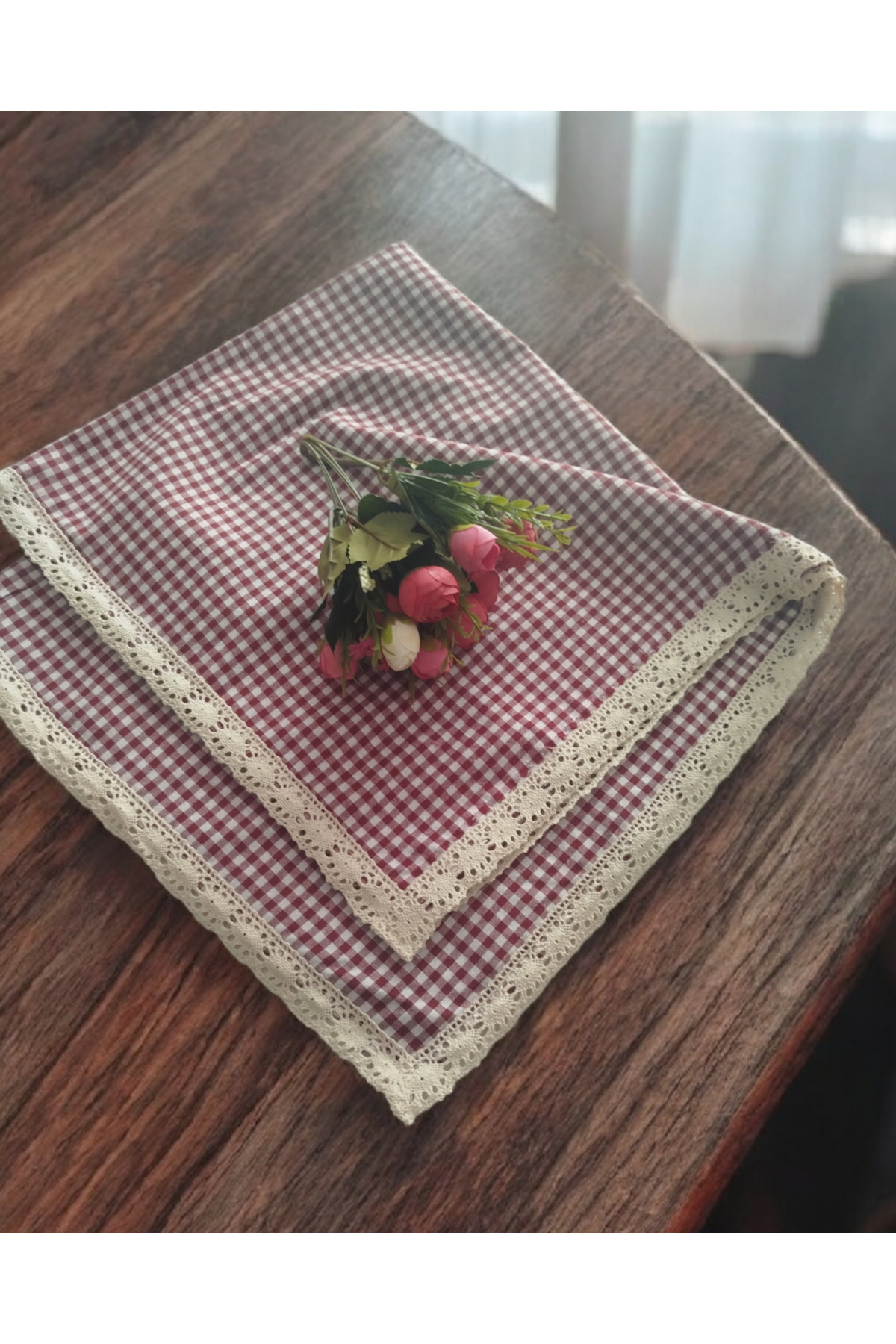 Vintage Colorful Plush Plaid Guipure Tablecloth