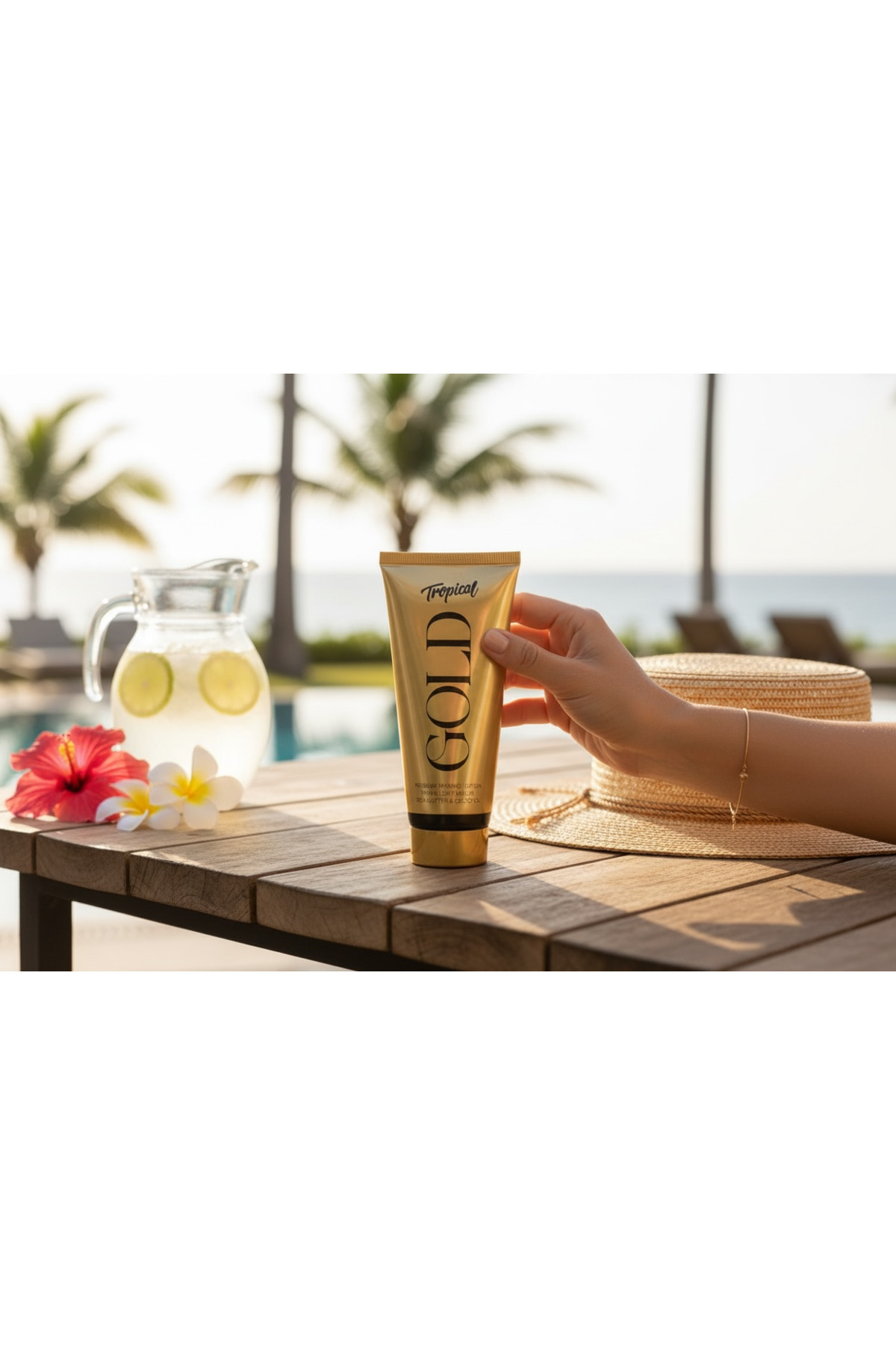 Haneliya Tropical Gold Premium Bronzlaştırıcı Tanning Lotion - Shea ve Kakao Yağlı Yoğun Nemlendirici 100 ml