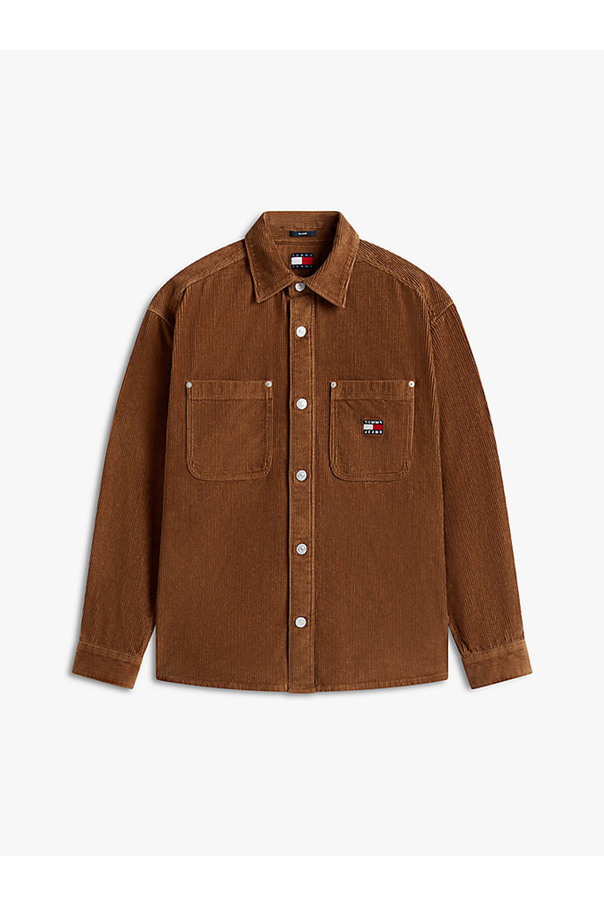 تامی هیلفیگر ژاکت پیراهن مردانه کبریتی غیررسمی - قهوه‌ای روشن