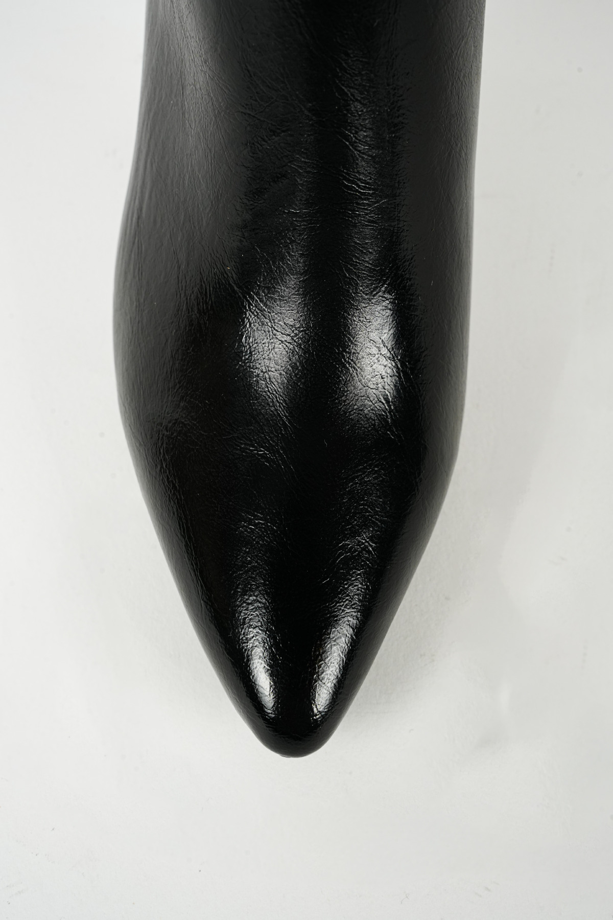 TrendyAnka  Kadın Sivri İnce 9 Cm Topuklu İçi Kürklü Çizme Yandan Fermuarlı Çizme Parlak Siyah - Görsel 5