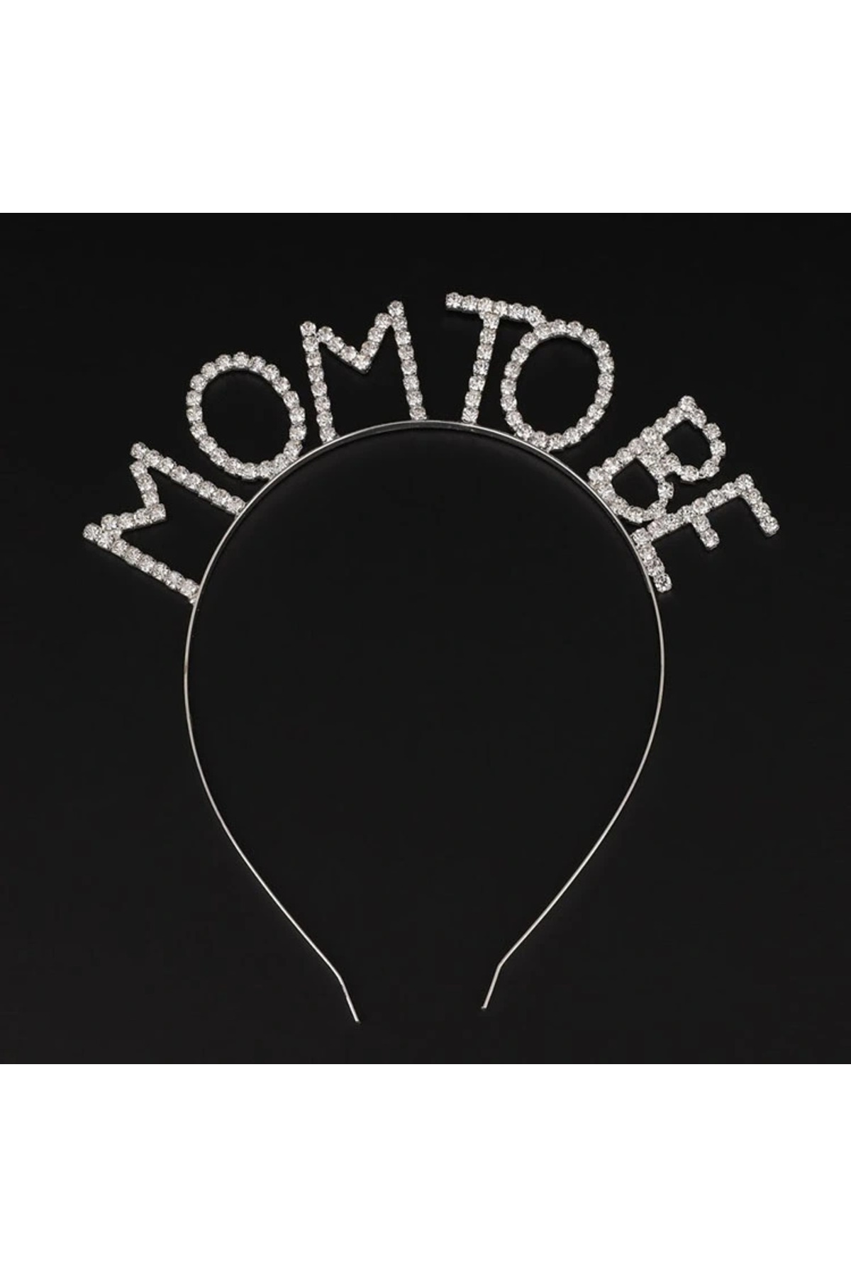 تاج مادرانه نقره‌ای‌رنگ برای مادر آینده با سنگ‌های کریستالی