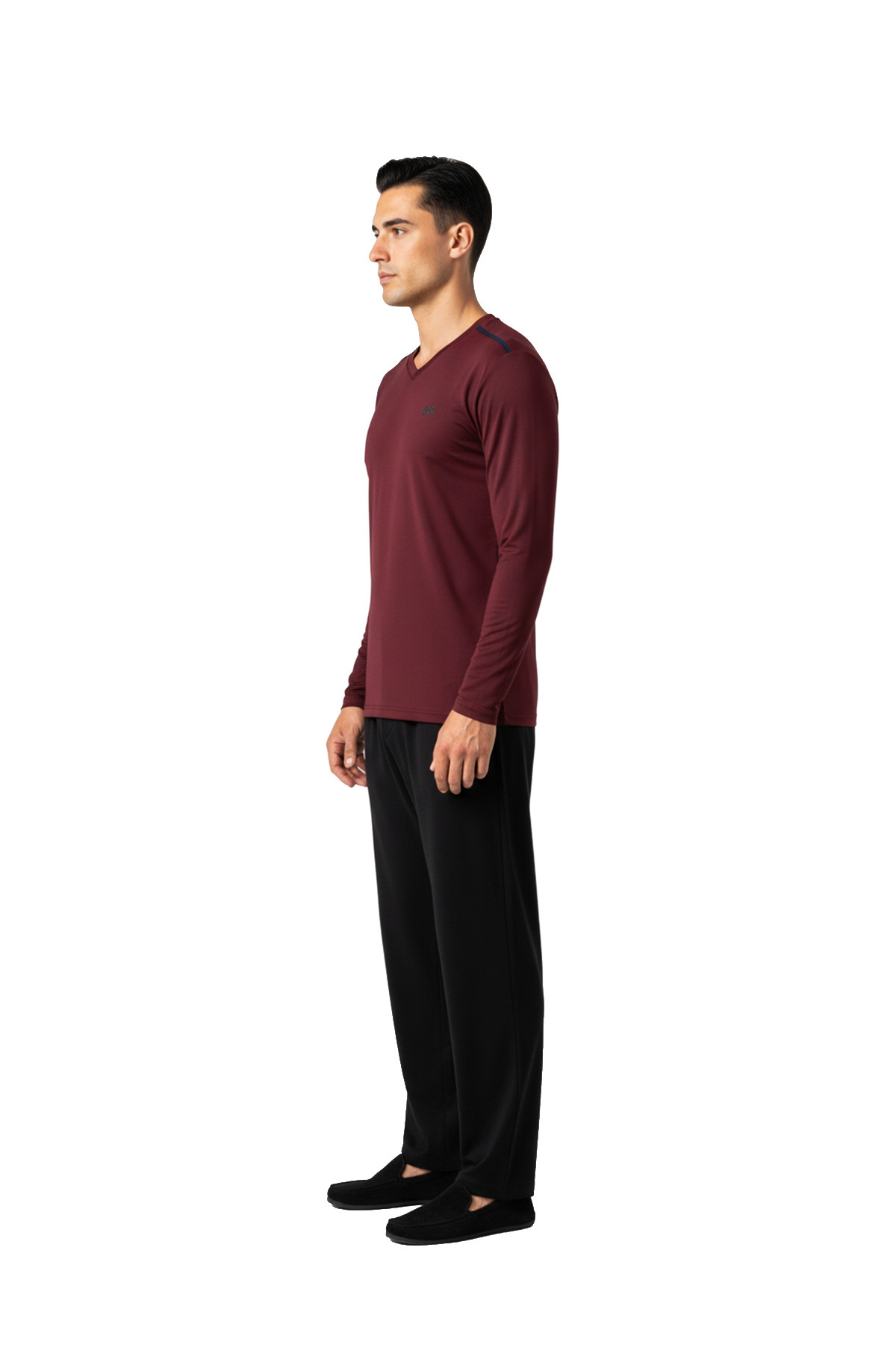 D'S Damat Ds Damat Maschio Pamuk V Yaka Pijama Takımı BORDO görsel 3