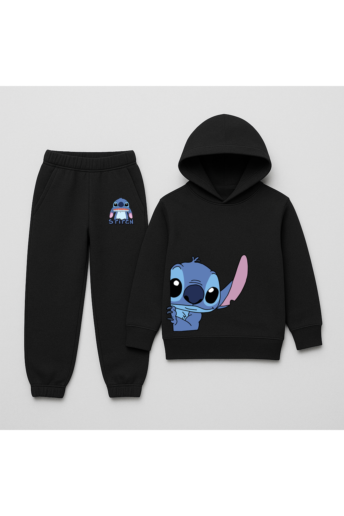Stitch Printed Kids Premium Sweatshirt Set 2pcs Hoodie Bottom Top Set