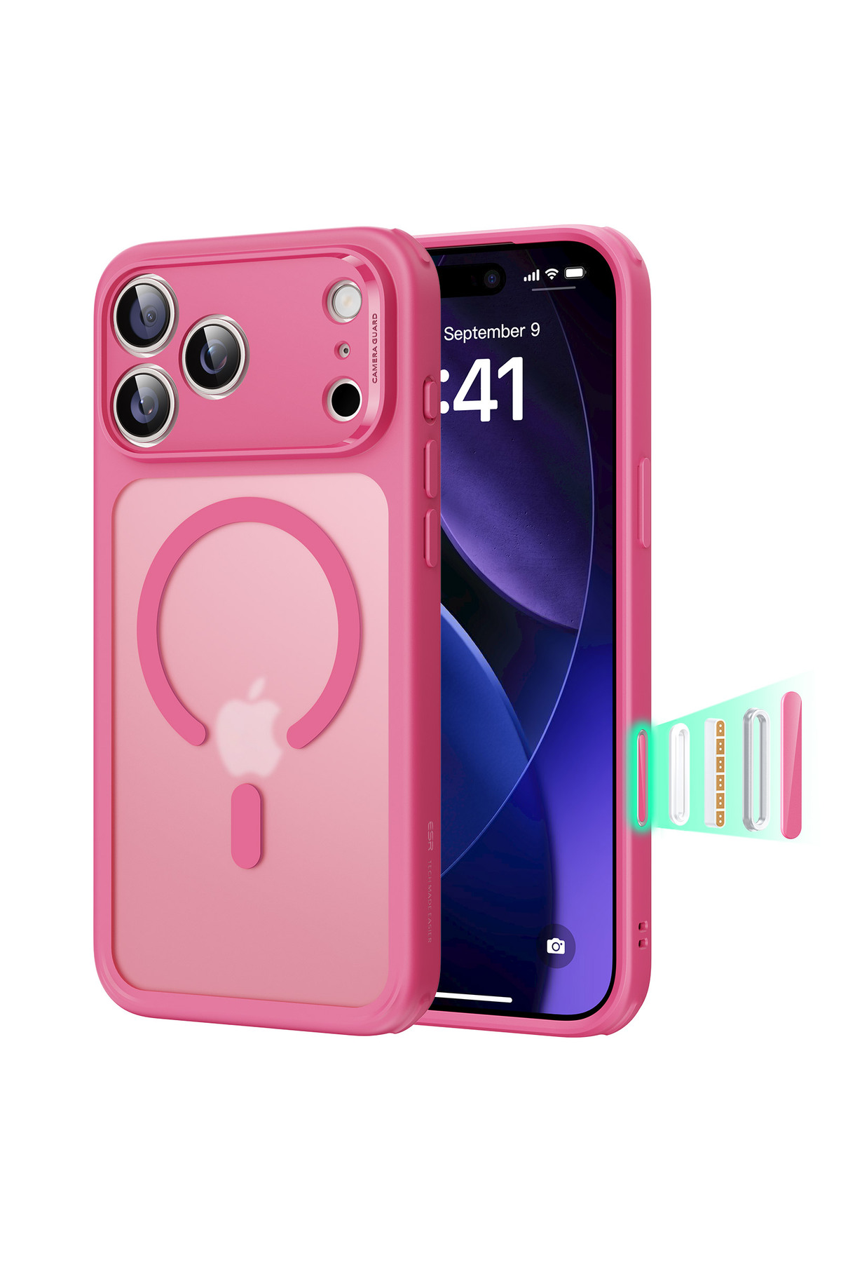 Custype iphone 17 pro max ケース ピンク マゼンダ ESR Apple iPhone 17 Pro Max Classic Hybrid Magsafe Kılıf - Kamera