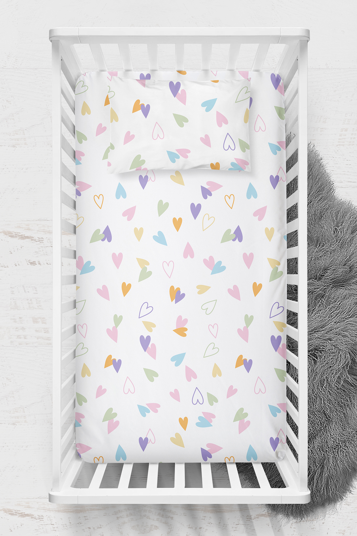 100% Cotton Ranforce Flat Sheet Set - Hearts - 100x150+35x45