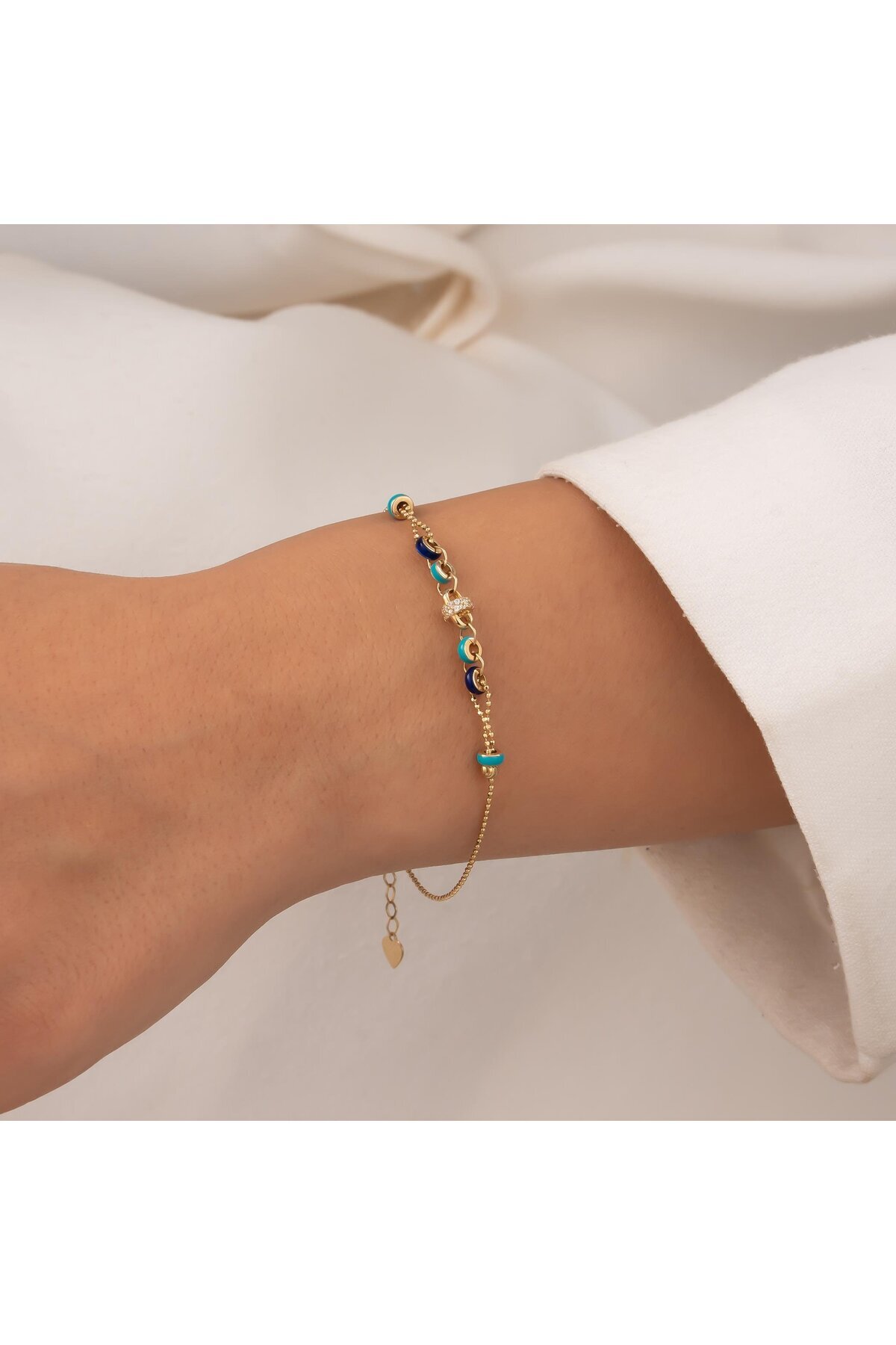 hakan mücevherat Renkli Taşlı 14 Ayar Altın Bileklik