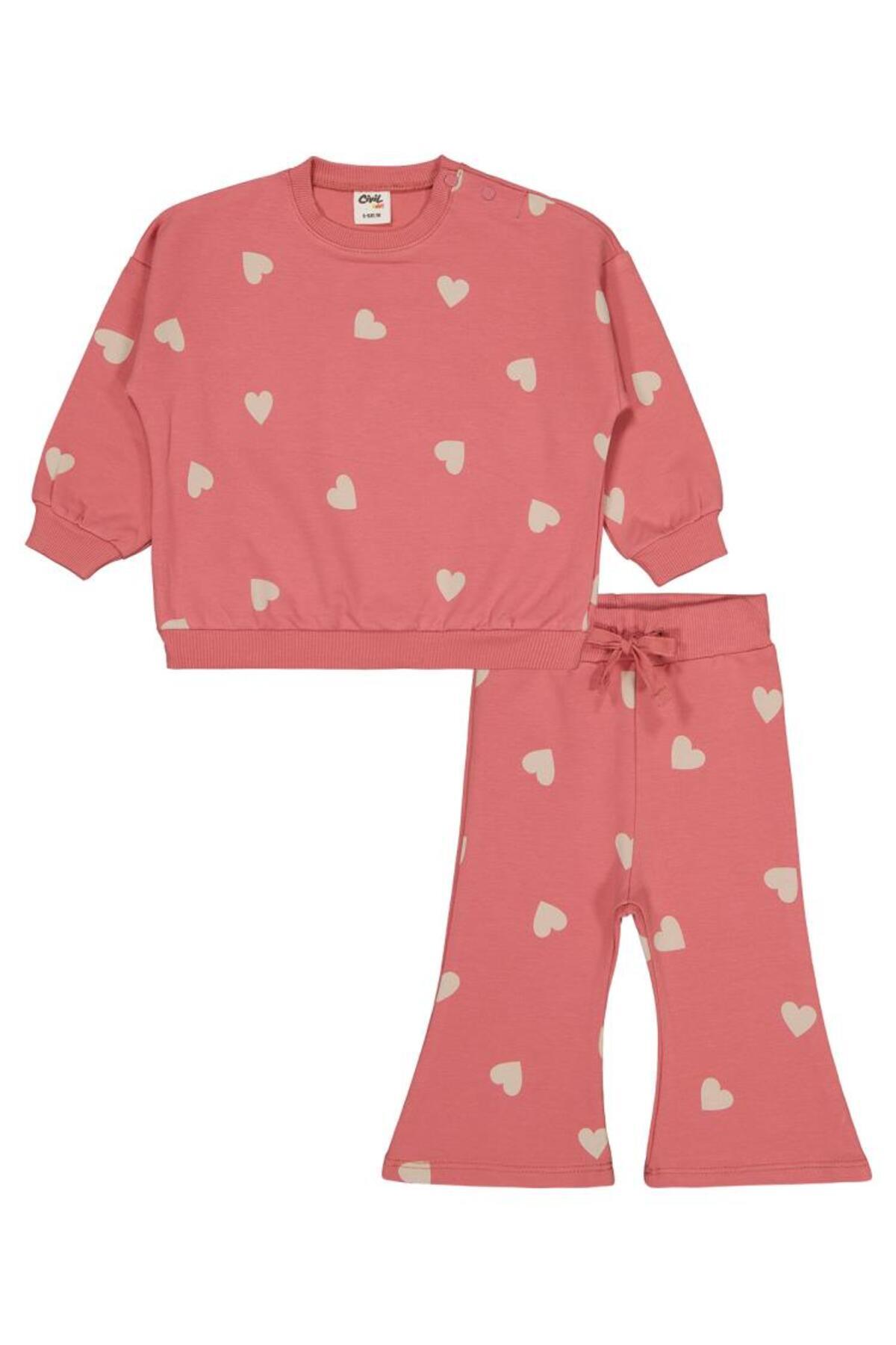 Civil Baby Minik Kalp Empirme 6-18 Ay Takım - Turuncu 12-18 Ay