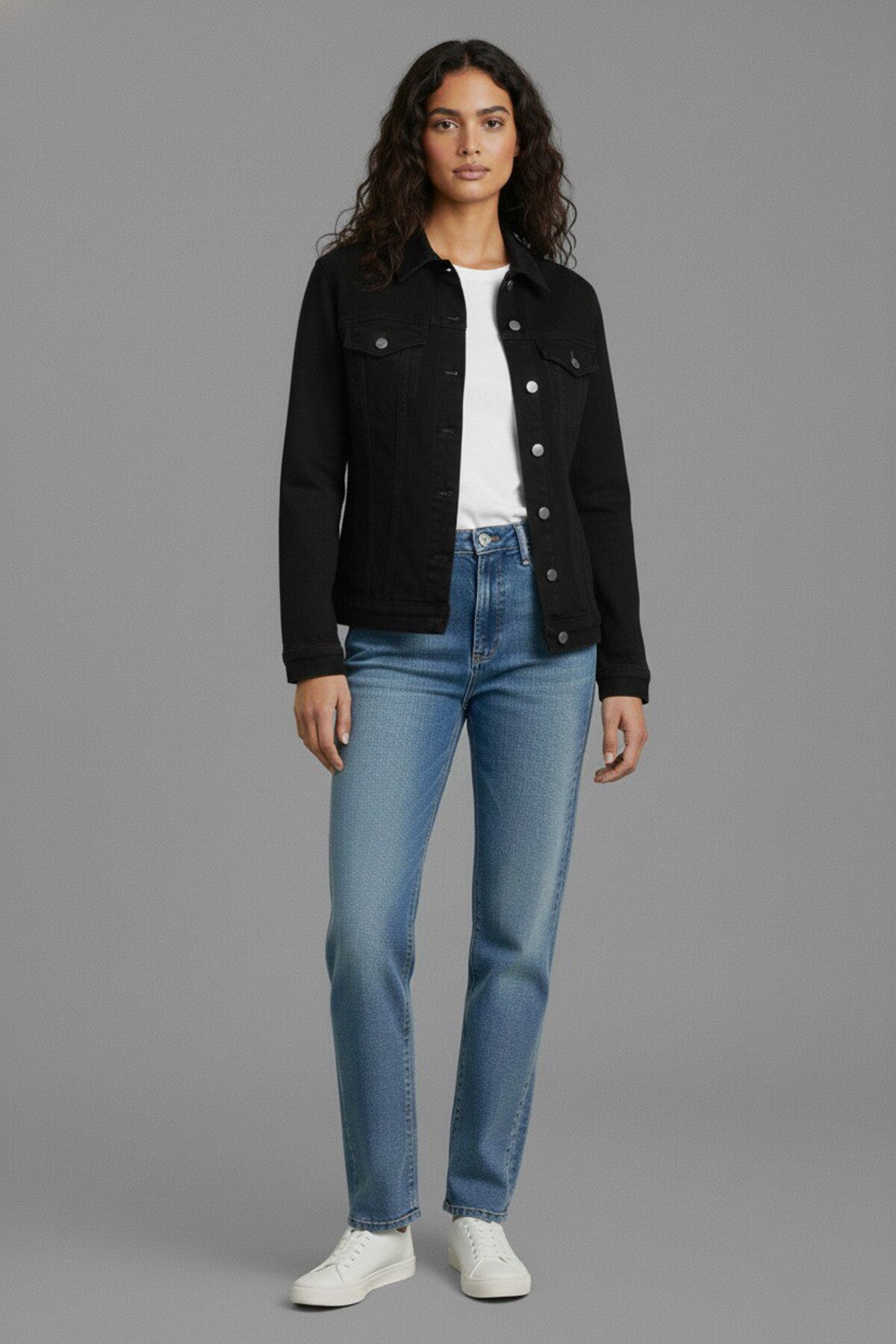 WKM  Kadın Rahat Kesim Çift Cepli Denim Kot Ceket - Görsel 3