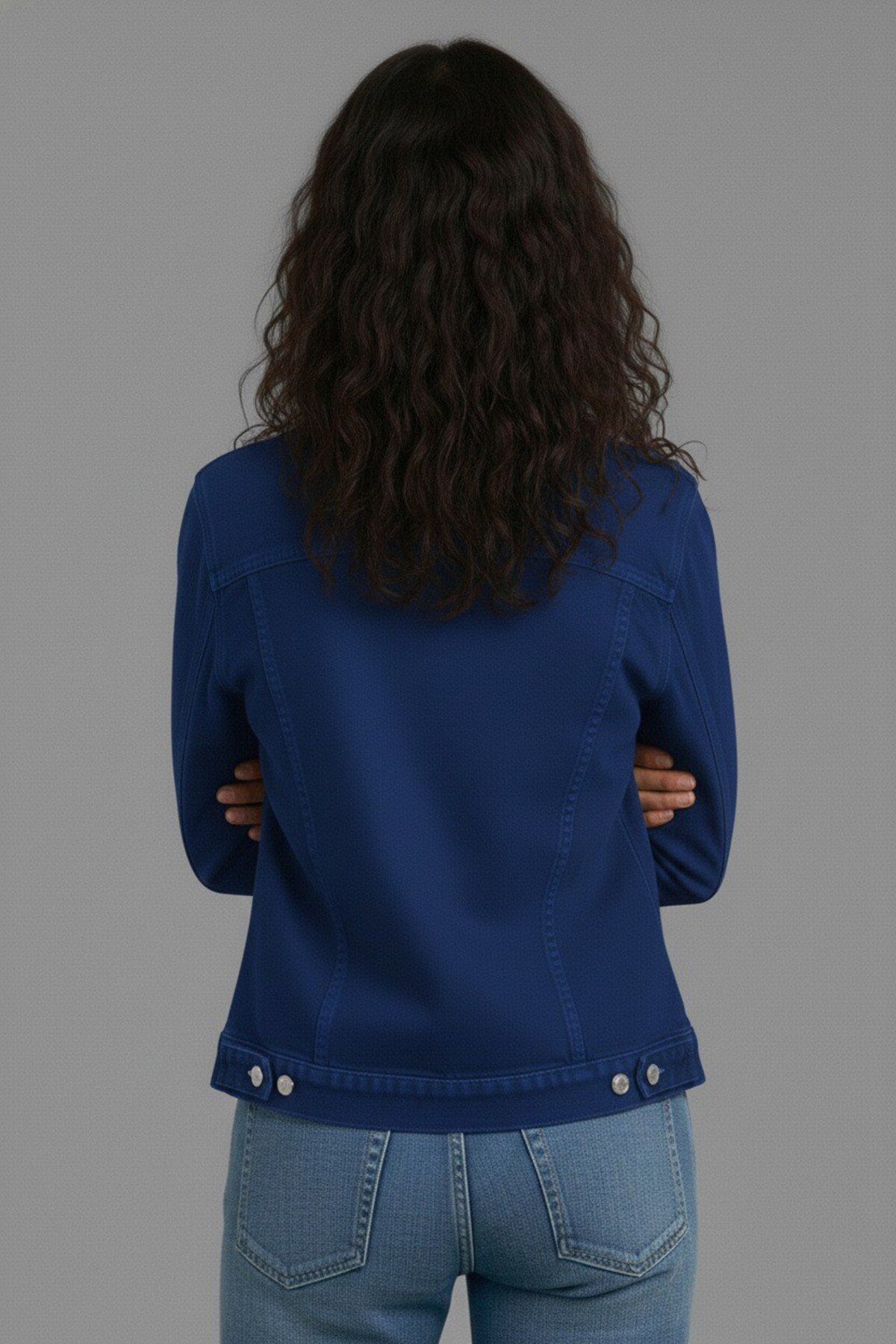 WKM  Kadın Rahat Kesim Çift Cepli Denim Kot Ceket - Görsel 4