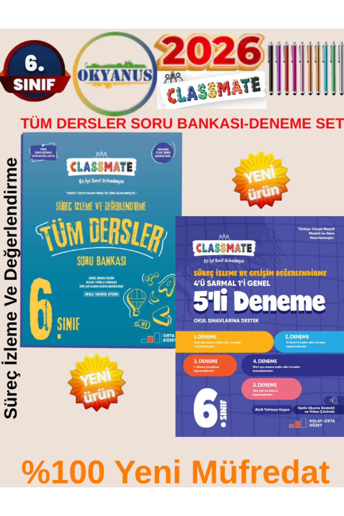 Okyanus Yayınları Claasmate 6.Sınıf %100 Yeni Müfredat Süreç