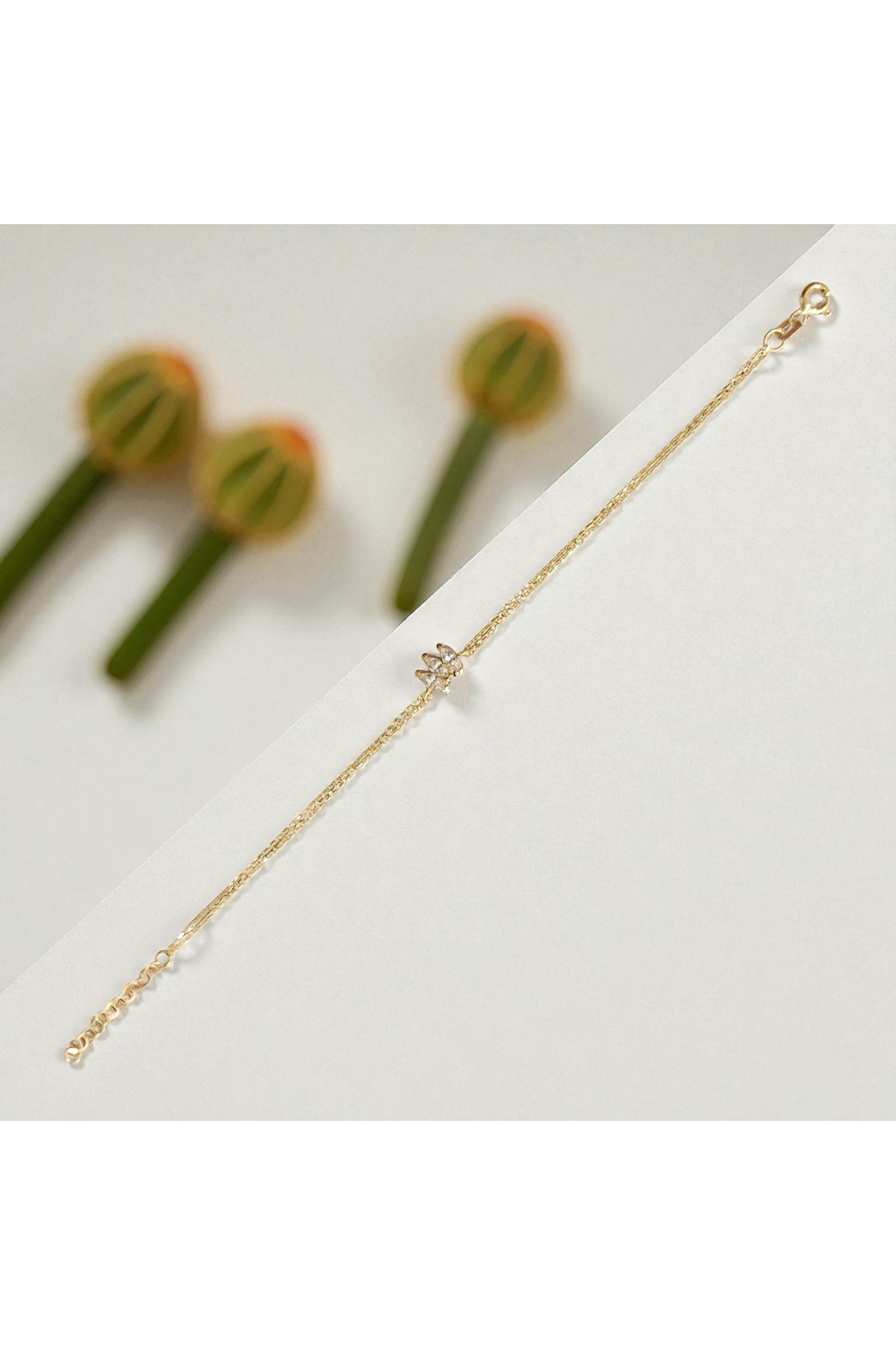 NOVA GRUP MÜCEVHERAT MARKİZ TAŞLI FİGÜRLÜ BİLEKLİK 14 AYAR ALTIN