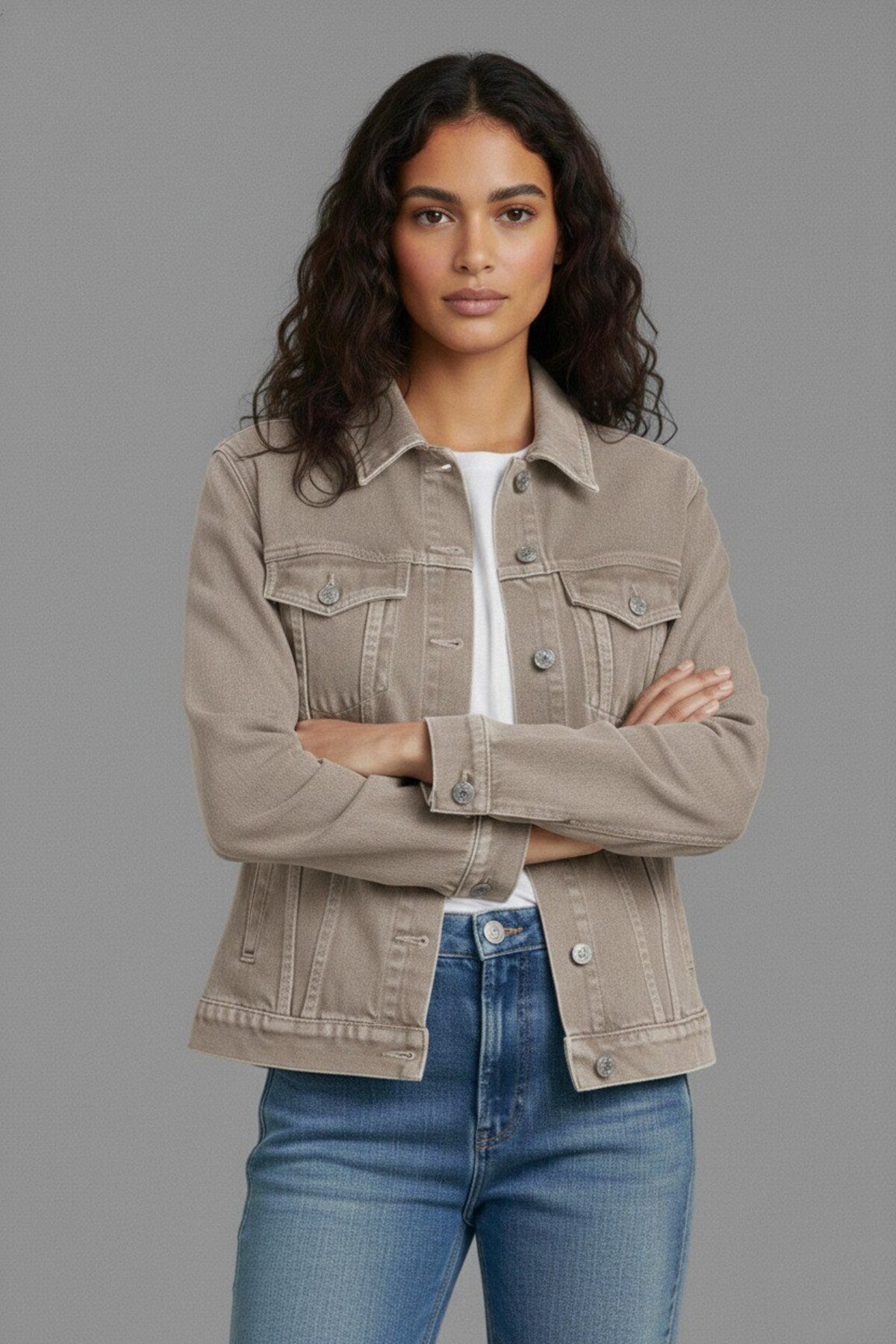 WKM Ženska ležerna kroj par Sa džepovima Denim traper jakna