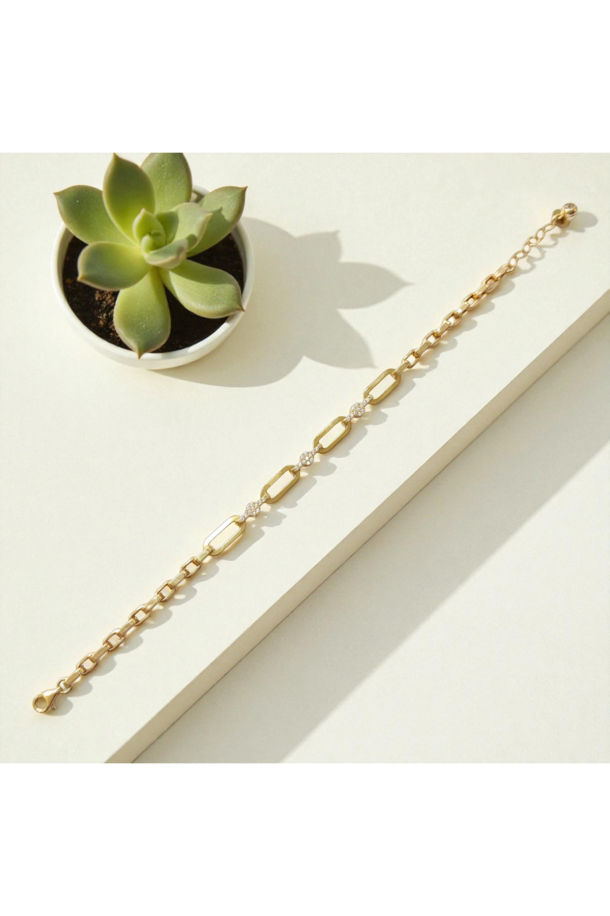 NOVA GRUP MÜCEVHERAT TAŞLI ATAÇ BİLEKLİK 14 AYAR ALTIN