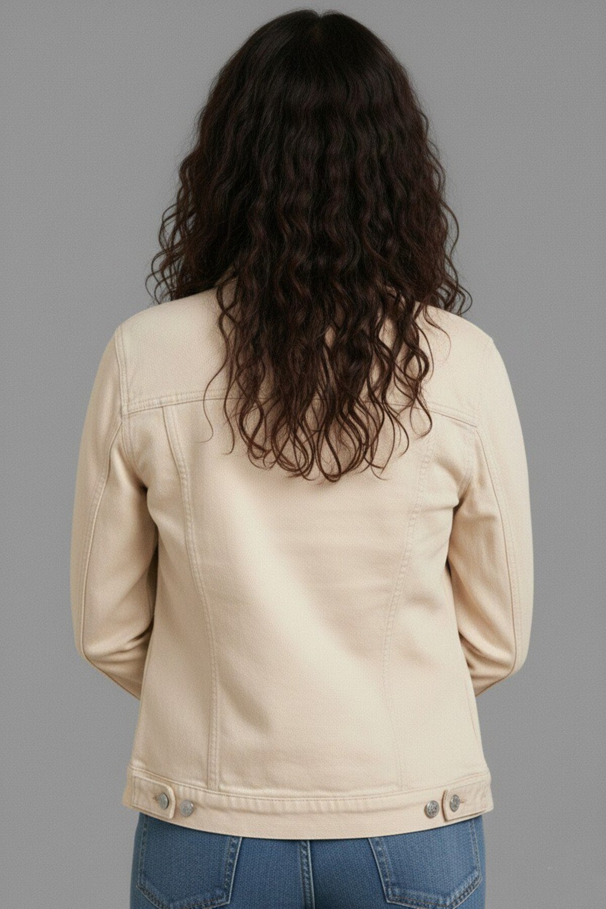 WKM  Kadın Rahat Kesim Çift Cepli Denim Kot Ceket - Görsel 4