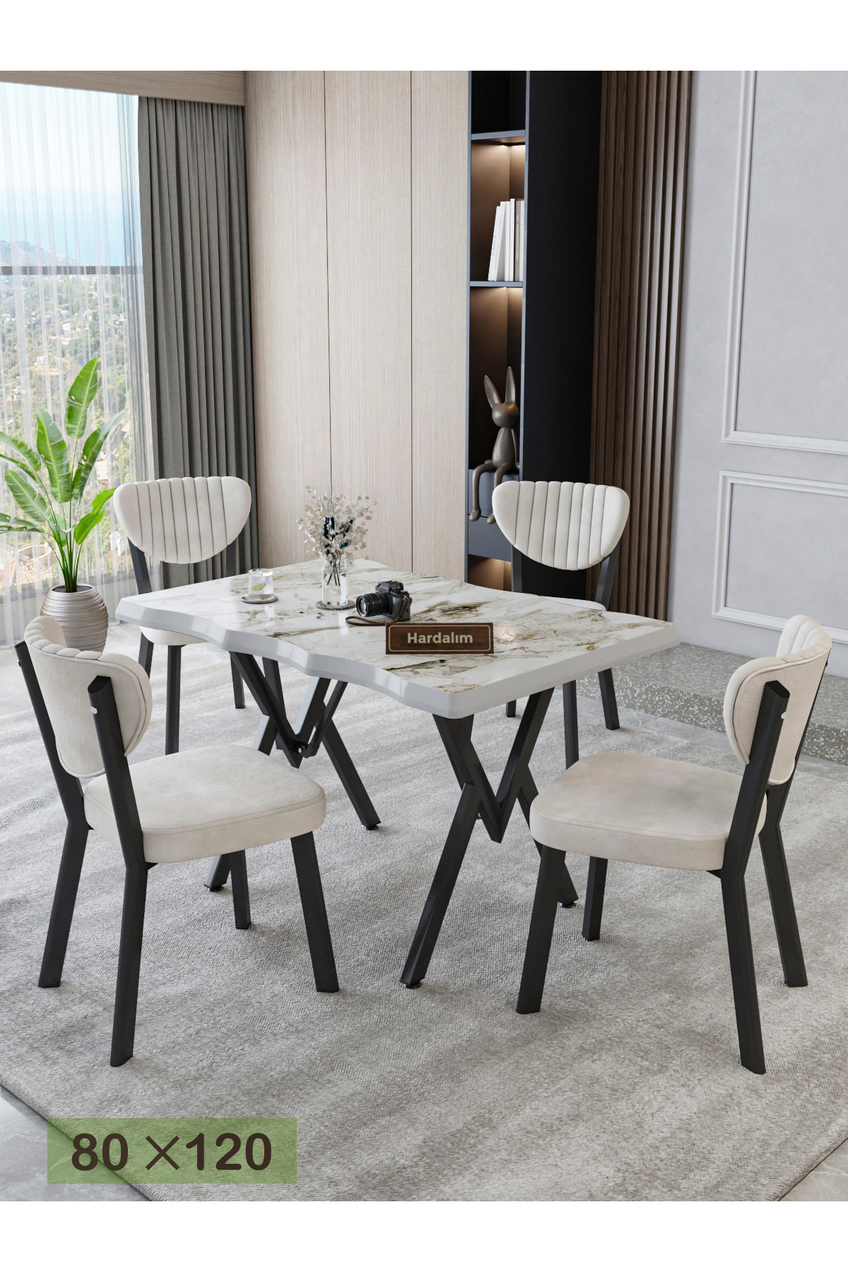 Hardalım Consept Eylül 80x120 MDF Kütük Mutfak Masası Takımı Salon Takımı Yemek Odası Takımı