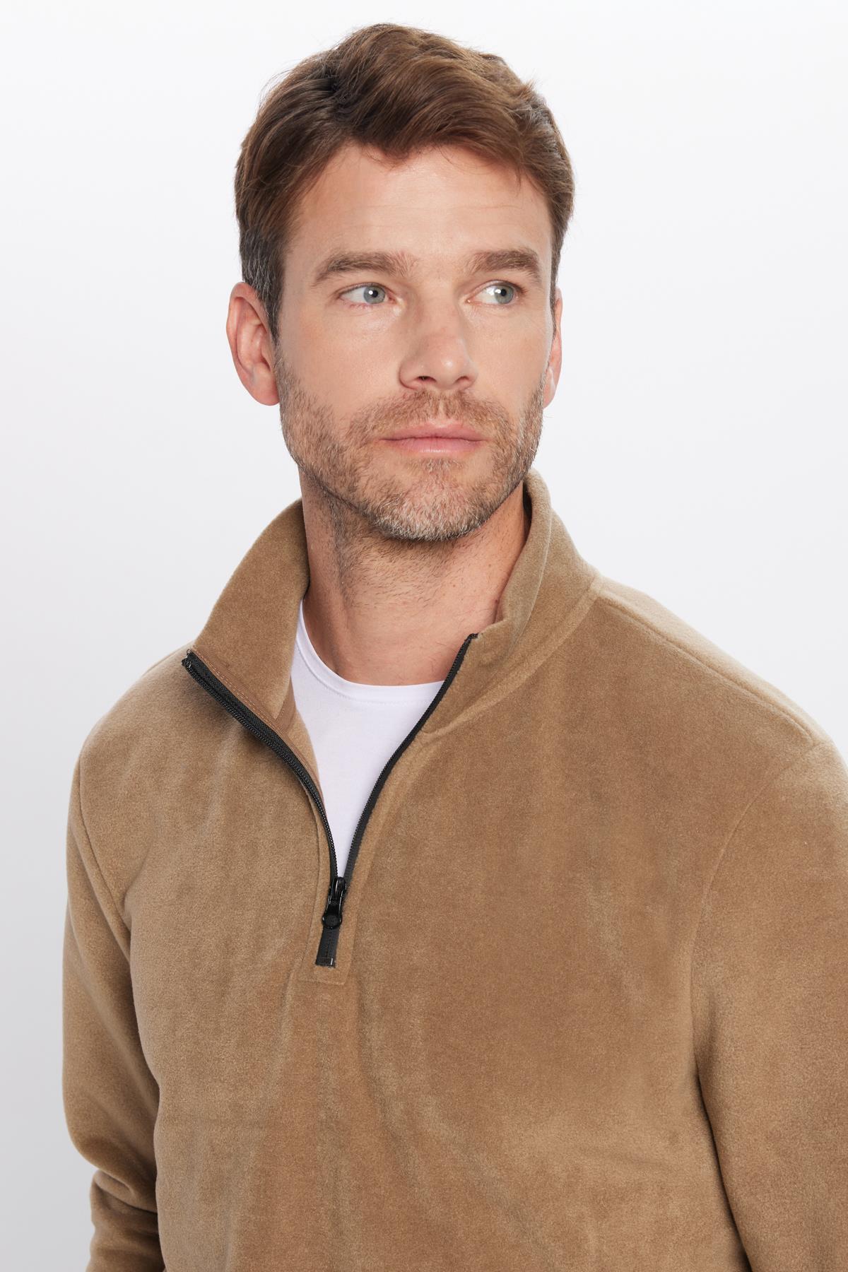 Tudors  Unisex 3'lü Paket Gri-Haki-Saks Mavi Standart Fit Tüylenme Yapmayan Soğuk Geçirmez Polar Sweatshirt - Görsel 3