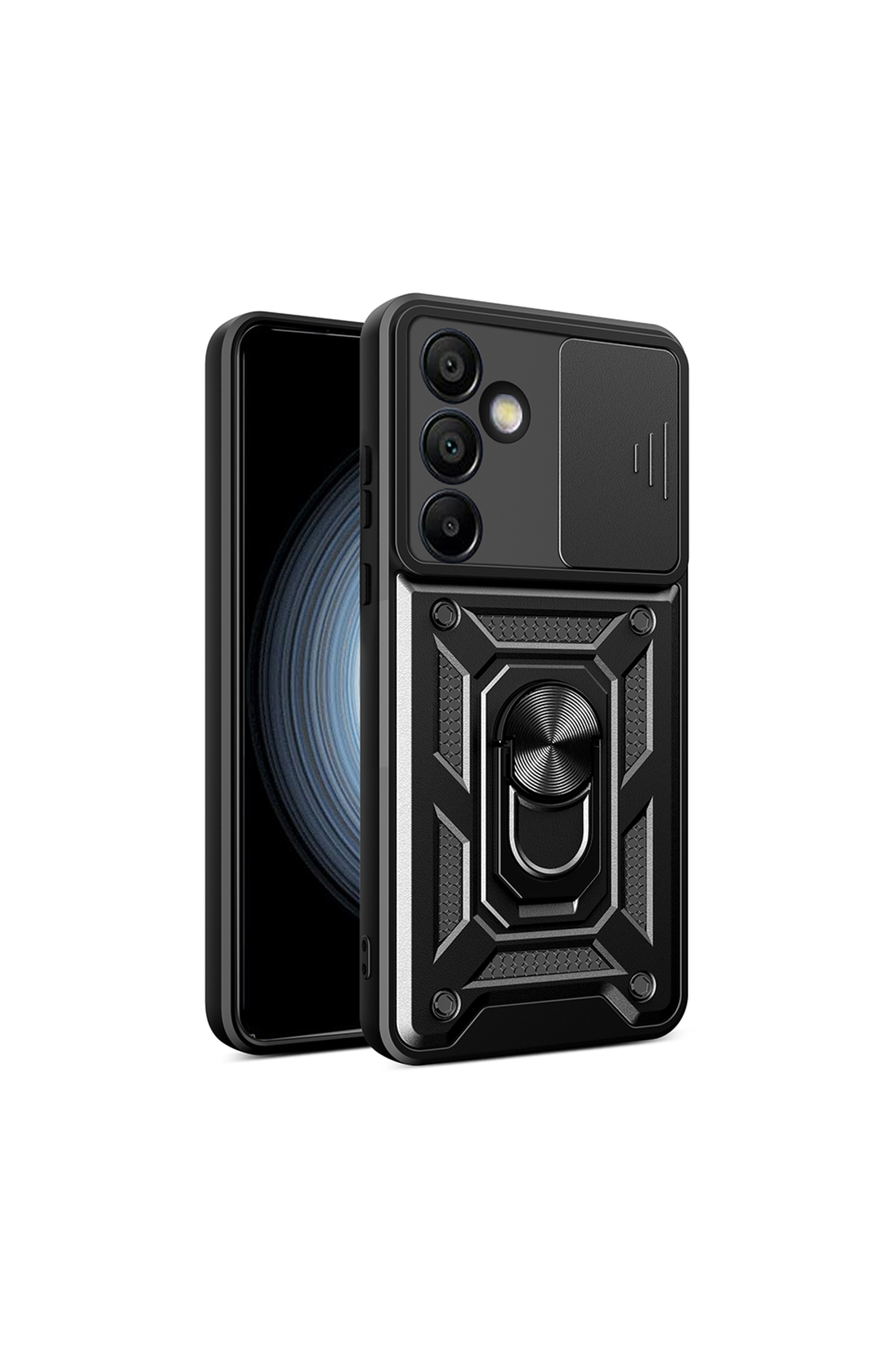 Galaxy S24 FE Uyumlu Magnetik Standlı Kamera Korumalı MSRA Sürgülü Vega Kapak-Siyah