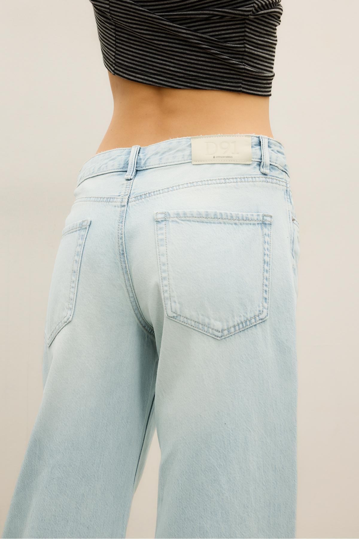 Stradivarius  D91 düşük bel geniş paça jean - Görsel 4