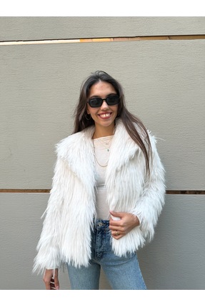 yoe butik Beyaz Sakallı Suni Kürk