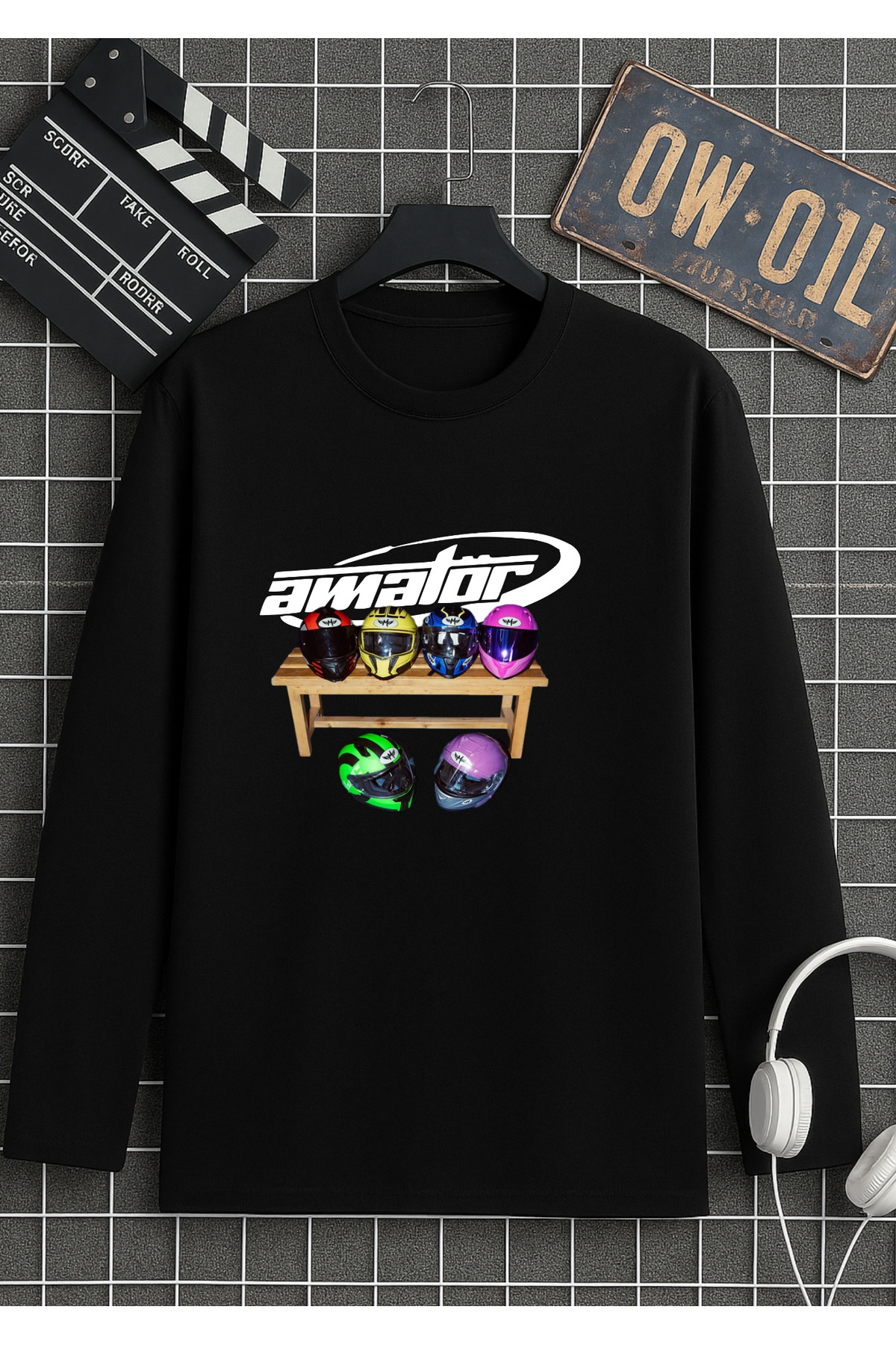 Manifest ZOKTAY, SUEDA,MİNA, INSPIRATION, CRESCENT, LYDIAN printed T-shirt black long sleeve 100% cotton organic