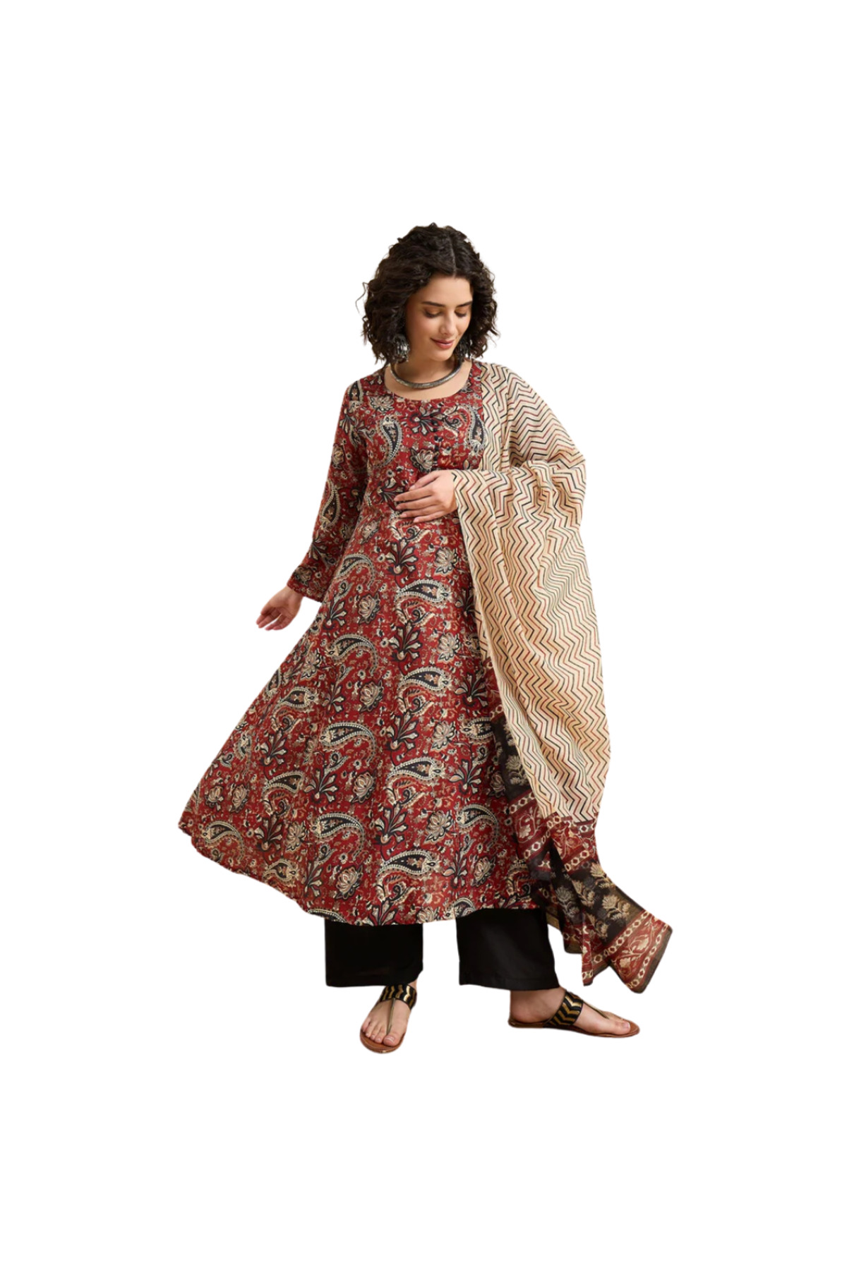 MYSMAR Red Rayon Salwar Kameez & Dupatta Set - ALV2014 | Red