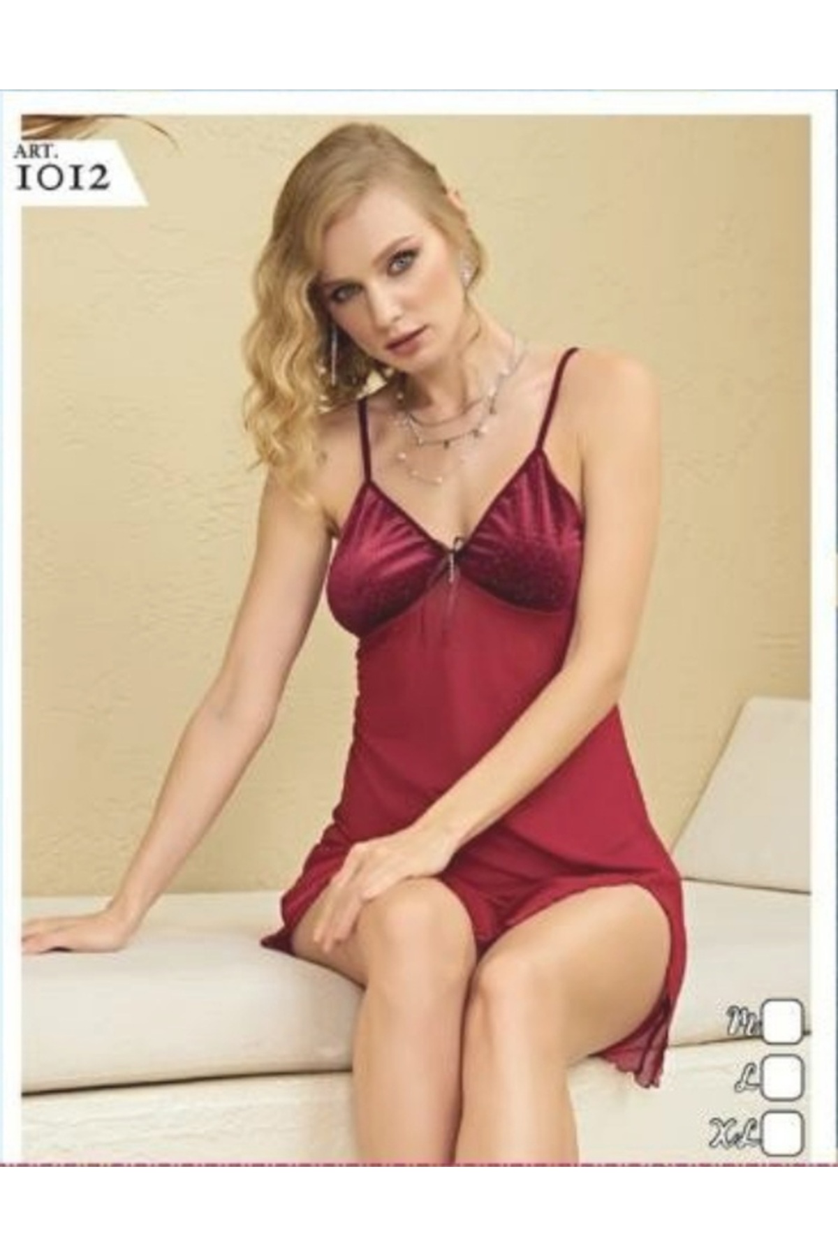 SİERNA Bordo Transparan Dantelli Gecelik