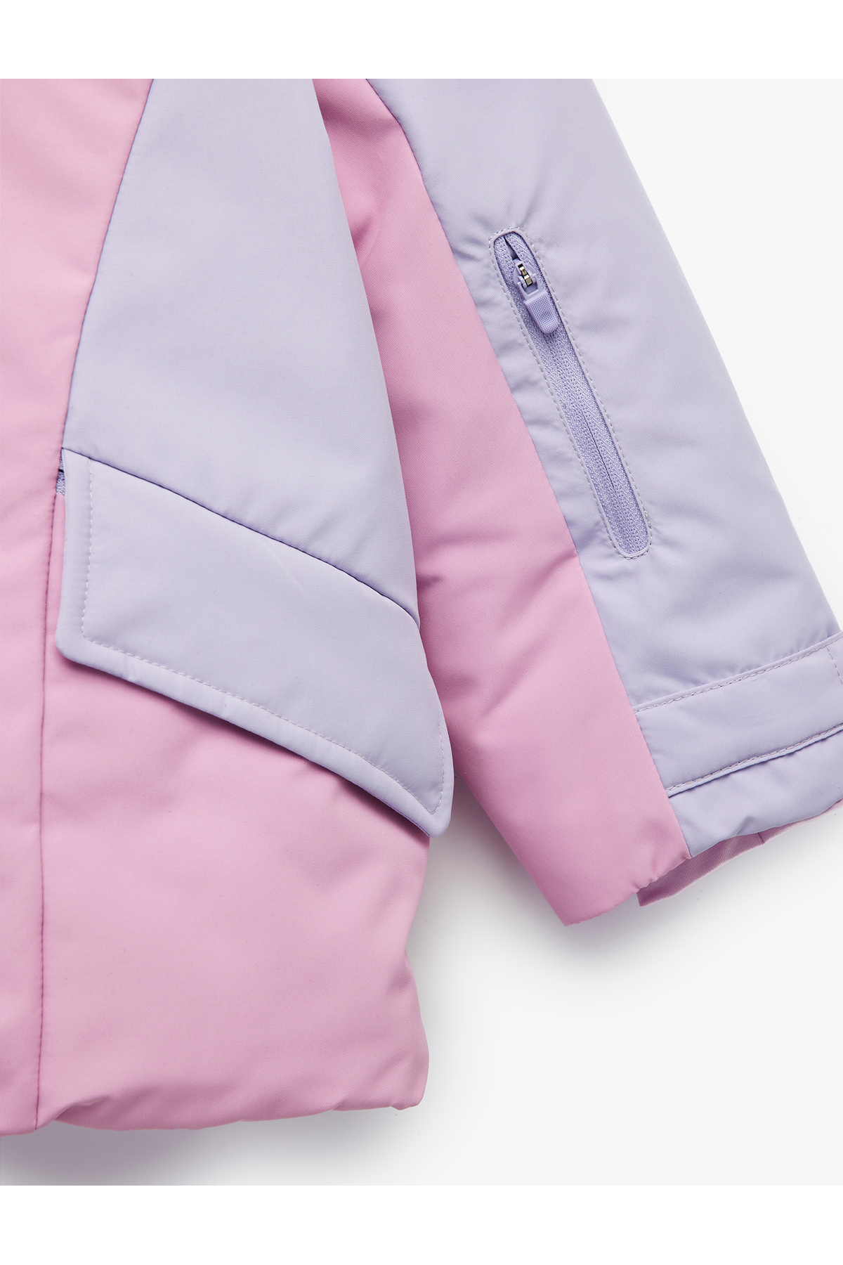 Koton Uzun Kollu Kapaklı Cep Detaylı Renk Bloklu Fermuarlı Kapşonlu Oversize Kayak Montu fotoğrafı 6 (önizleme)