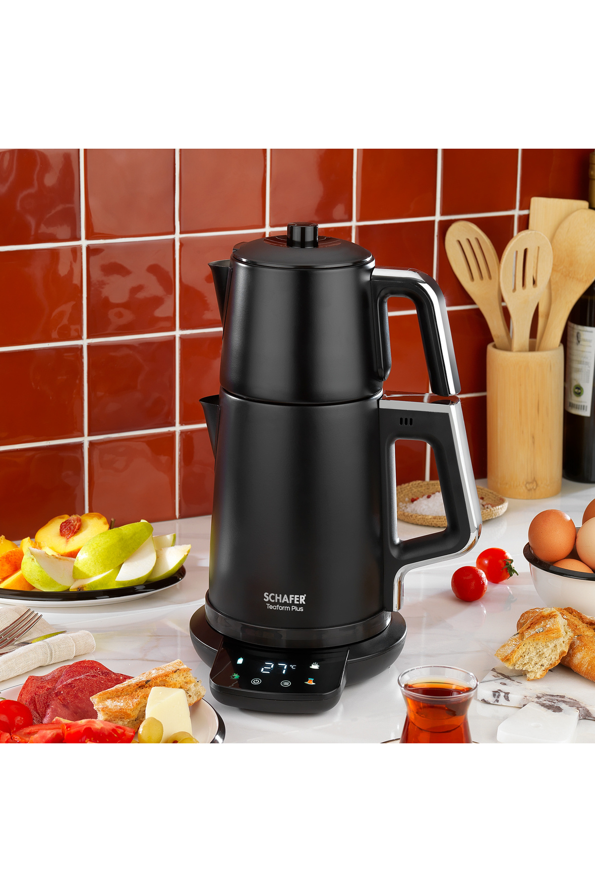 Schafer Teaform Plus Dijital Paslanmaz Çay Makinesi-Siyah