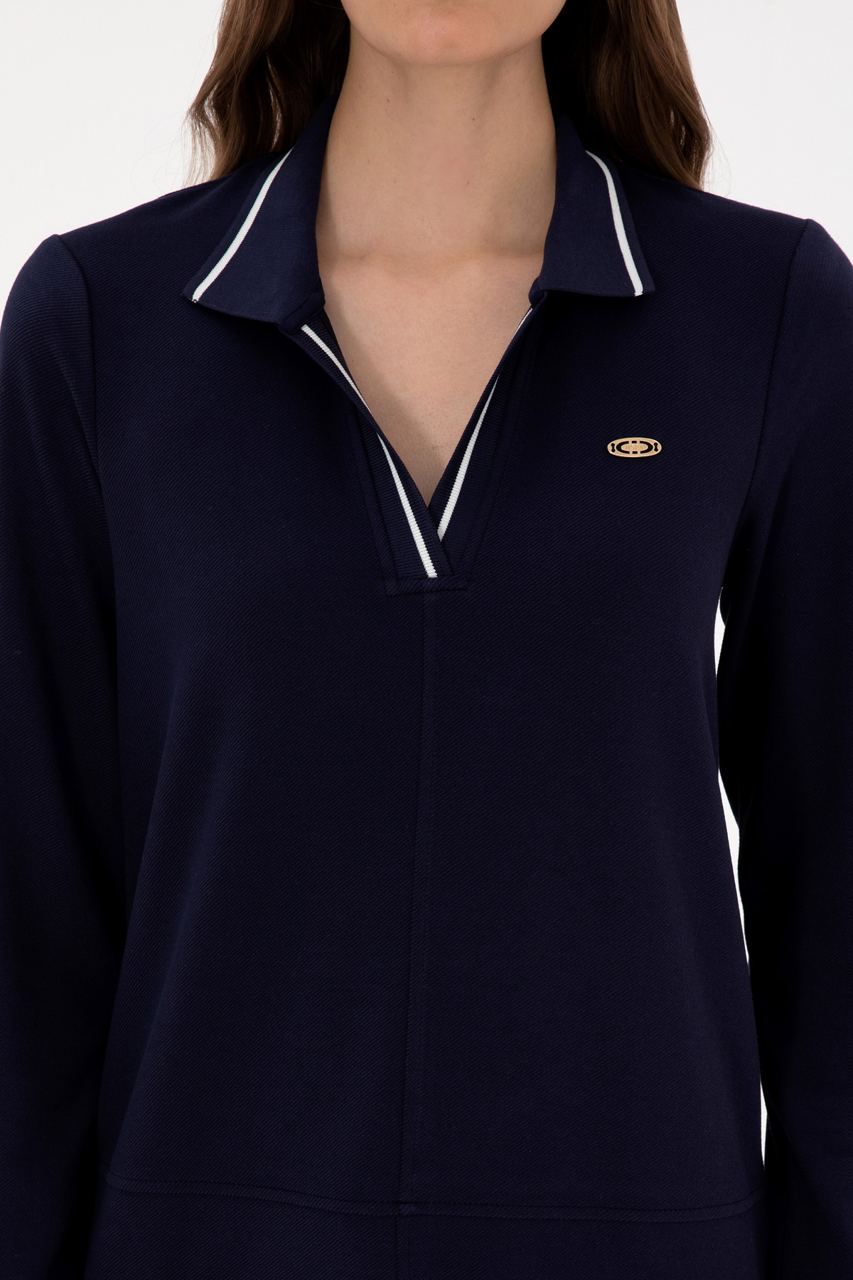 U.S. Polo Assn. Kadın Mürdüm Polo Yaka Mini Boy Örme Elbise 50314212-VR074 görsel 5