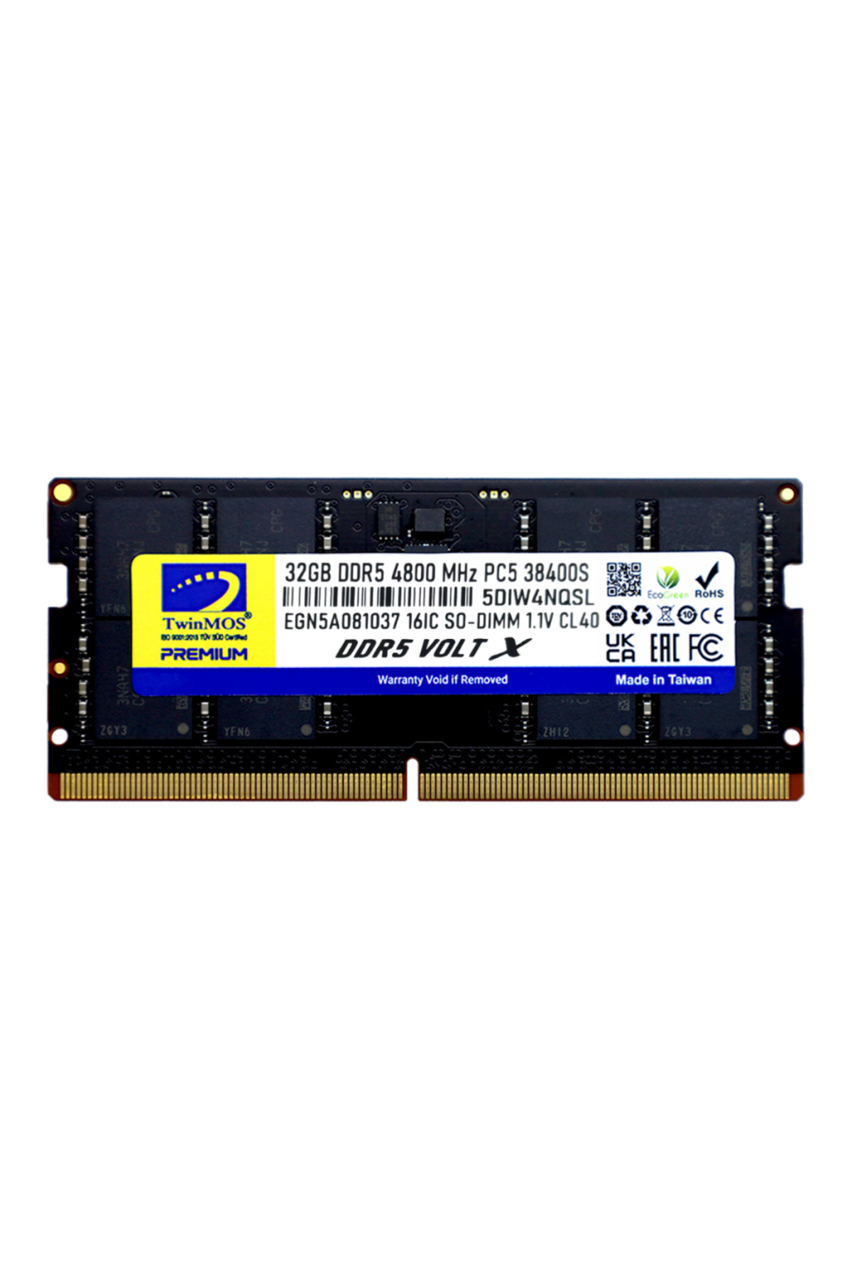 TwinMOS TMD532GB4800S40, 32GB, DDR5, 4800MHz, CL40, 1.1V Notebook Ram