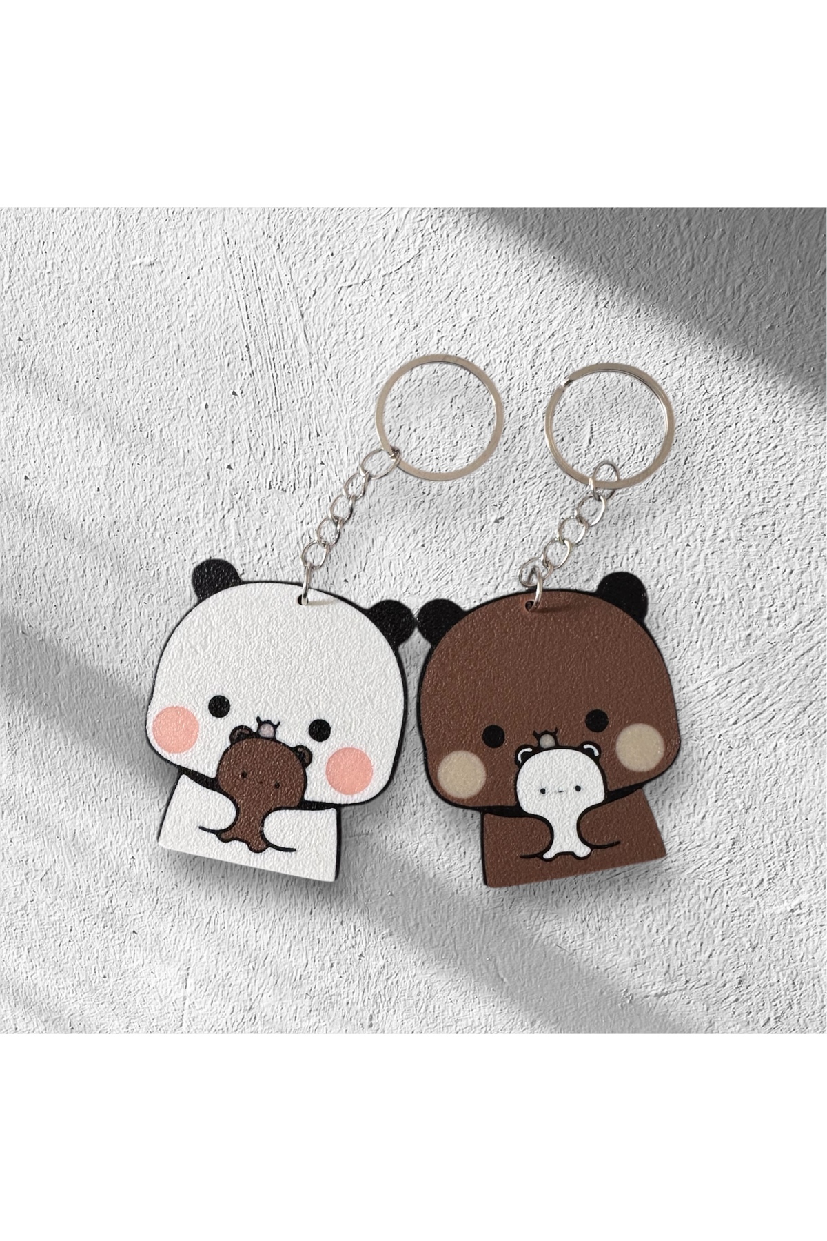 Couple Exclusive Valentine Gift Cute Dudu and Bubu Themed Dual Keychain Bag Accessory Teddy Bear