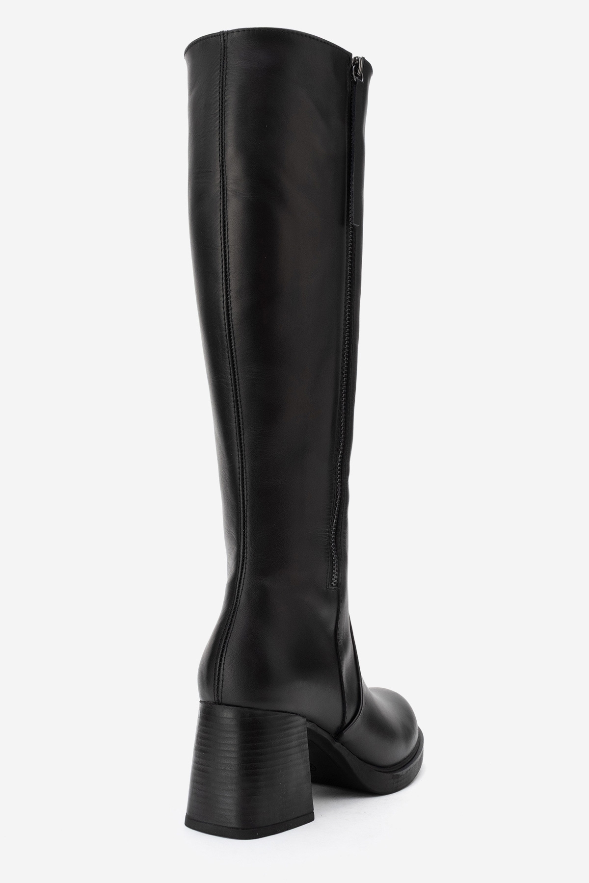 luvishoes  LENSA Siyah Cilt Hakiki Deri Fermuarlı Kadın Kalın Topuklu Çizme - Görsel 6