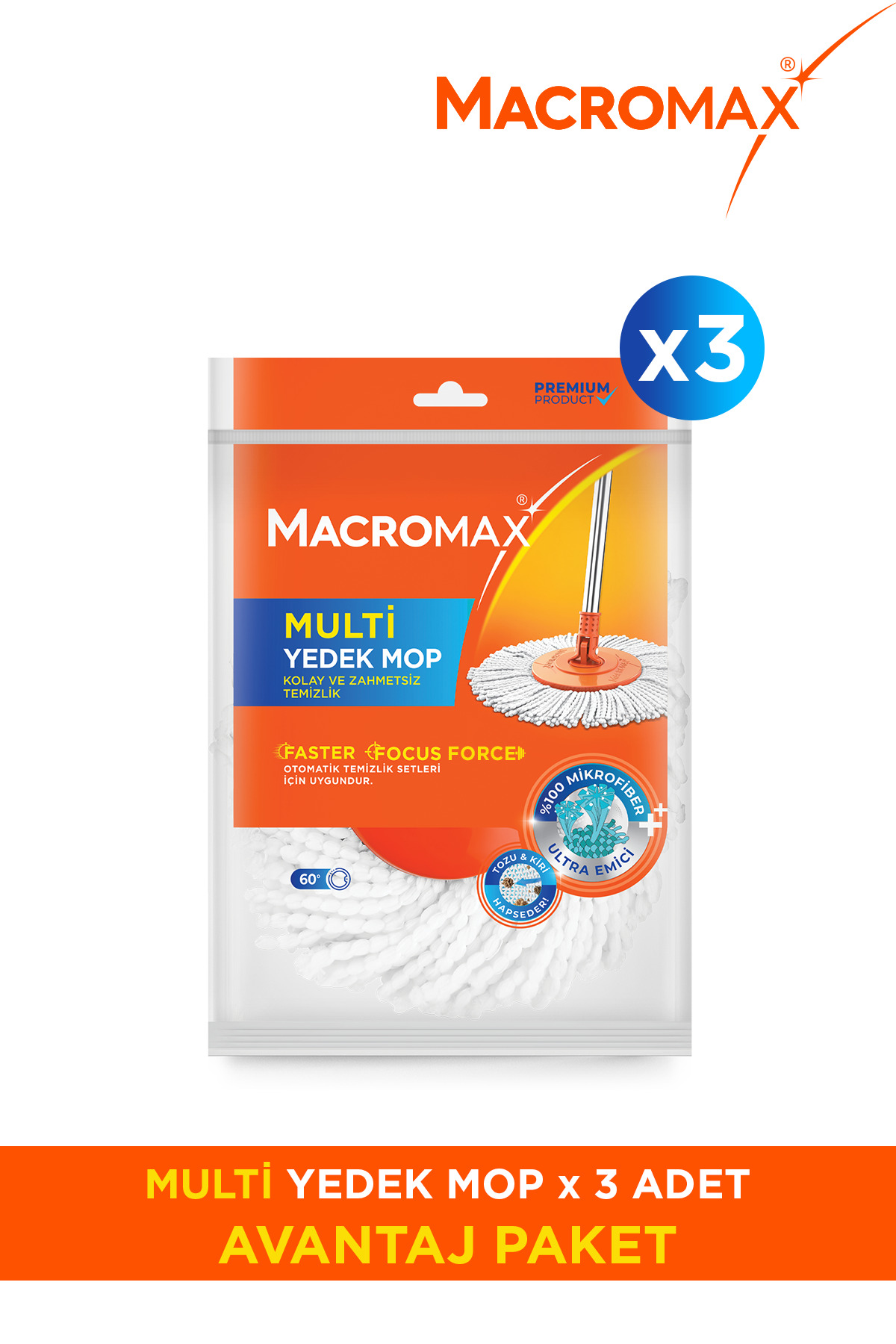 MACROMAX Multi Yedek Mop Başlık x3 Adet - Fiyatı, Yorumları