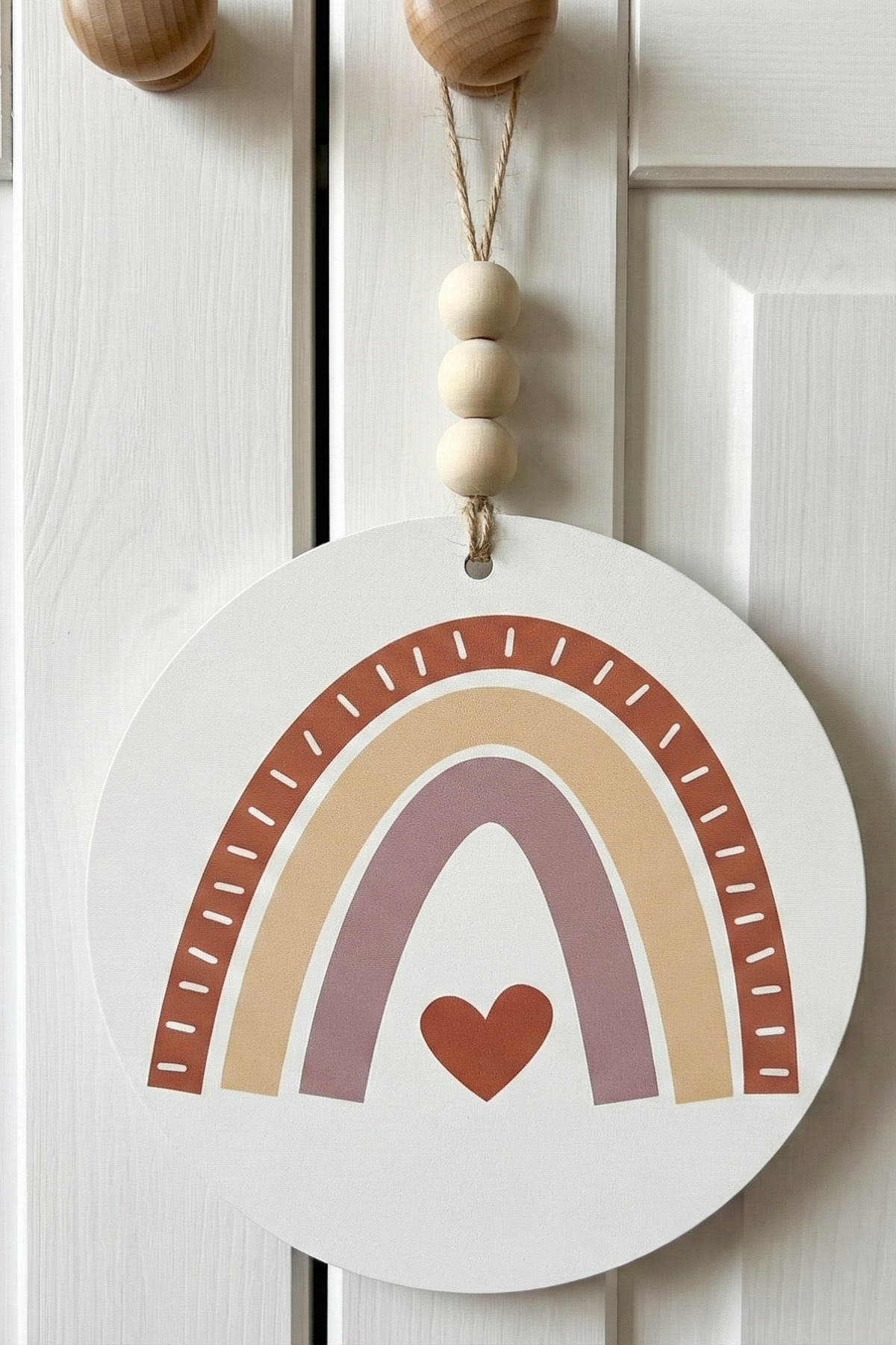 Bebek Odası Dekoratif Ahşap Dolap ve Çekmece Süsü - İskandinav Tarzı Boho Rainbow Kulp Askısı 5